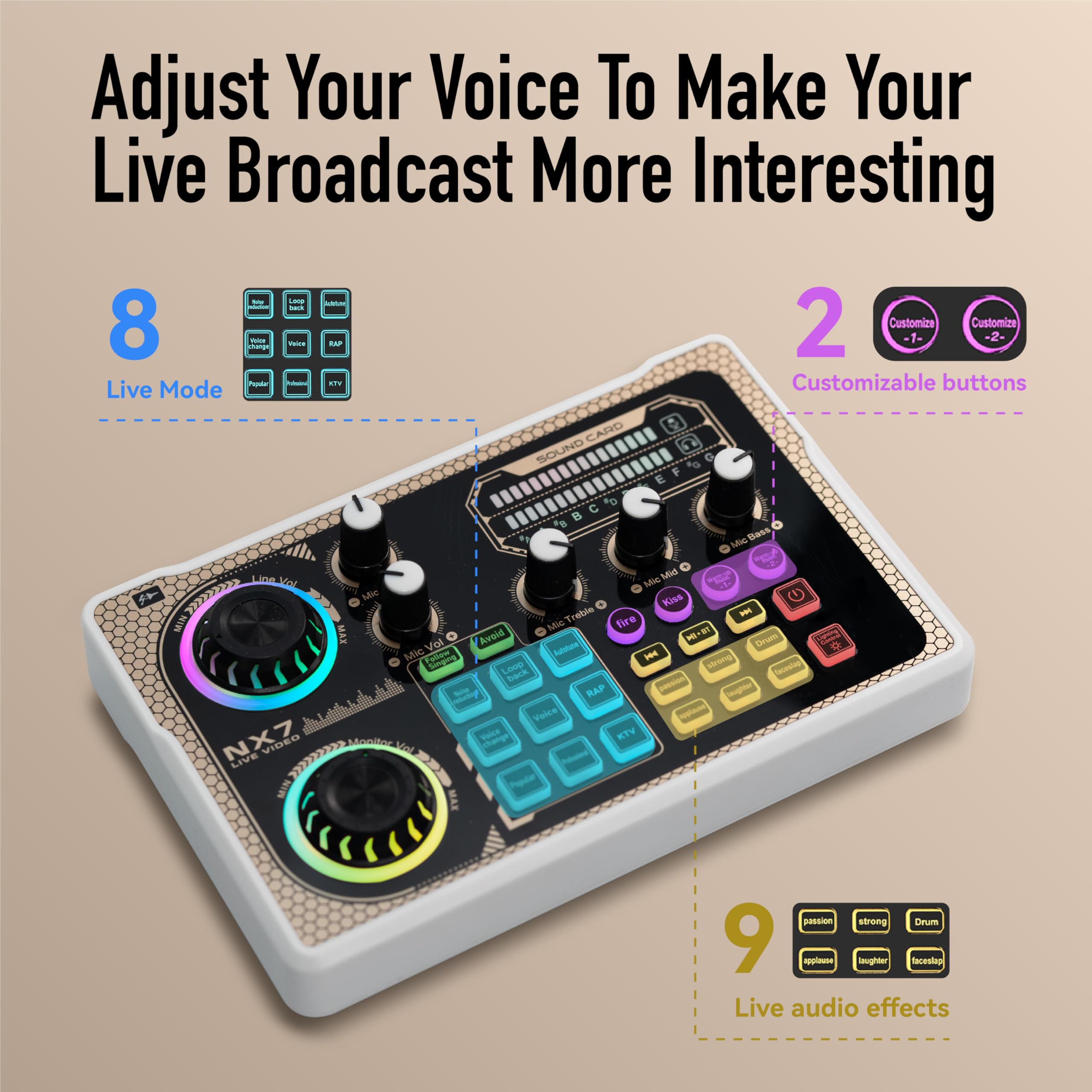 Amazon.com: HICALL NX7 Mixing Console Sound Card Microphone Set