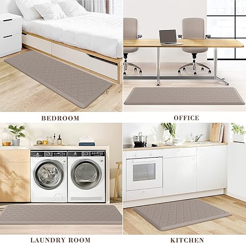 Miniatura 13 de Tapete de cocina [2 piezas] acolchado antifatiga, impermeable, antideslizante, ergonómico, cómodo, tapete de pie para cocina, suelo, oficina, Gris