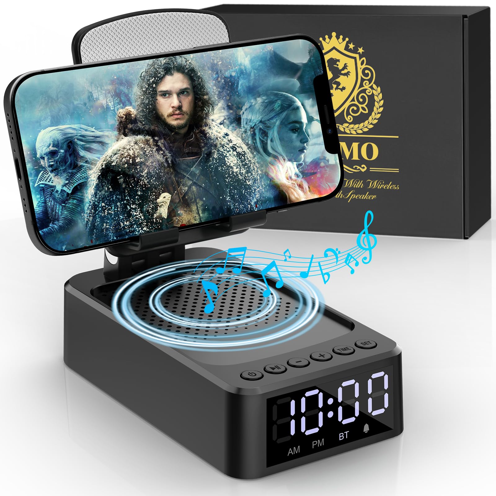 INOMOINOMO Gifts for Men, Cell Phone Stand with Wireless Bluetooth Speaker, White Elephant Gifts for Adults Useful, Men Gifts for Christmas Dad Boyfriend Him Husband, Stocking Stuffers for Adults Men