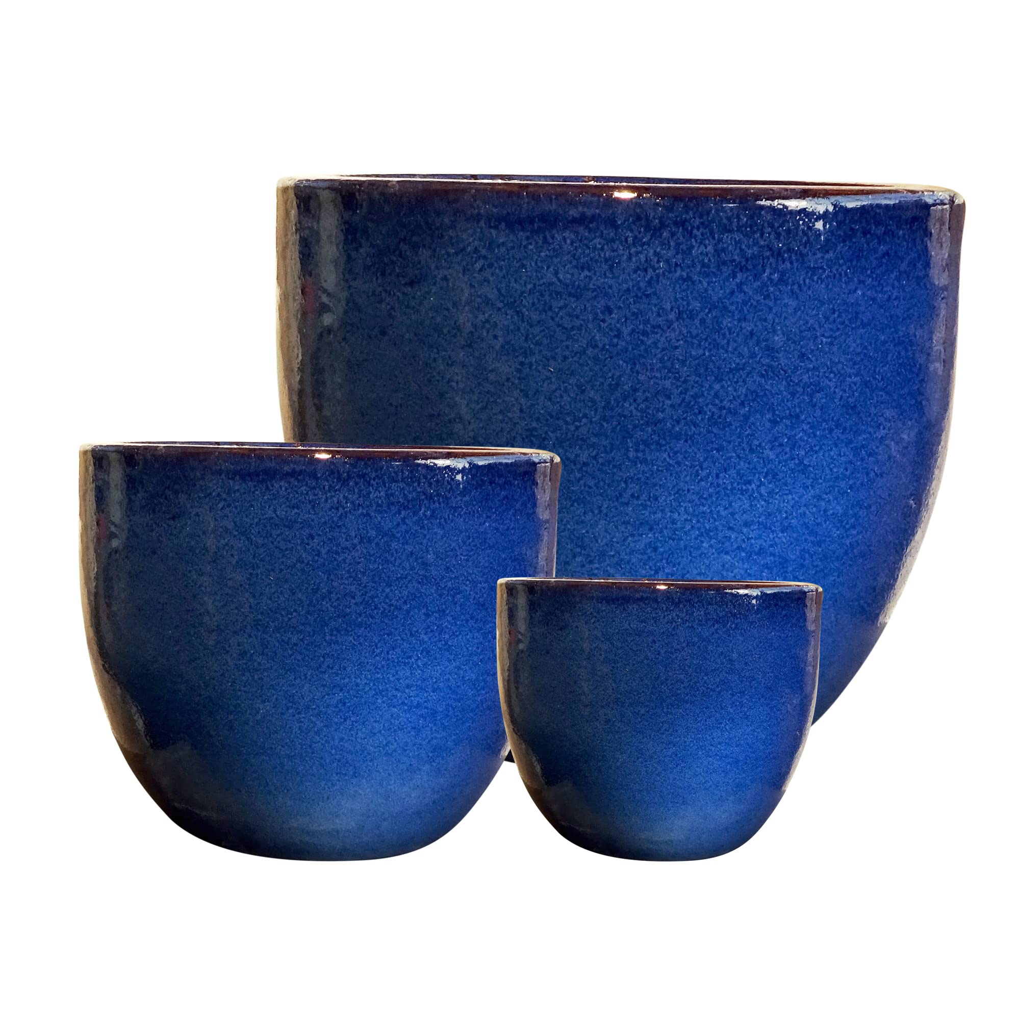 TucanoHamburg Blumentopf 'Schale' Blau – Frostfester Steinzeugtopf 20x11cm, Handgefertigt & Mit 10 Jahre Garantie