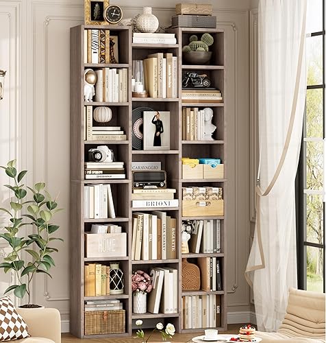 Miniatura 3 de FOTOSOK Estante de torre de almacenamiento de medios de 8 niveles de triple ancho, estante grande de almacenamiento de CD y DVD de 71 pulgadas con