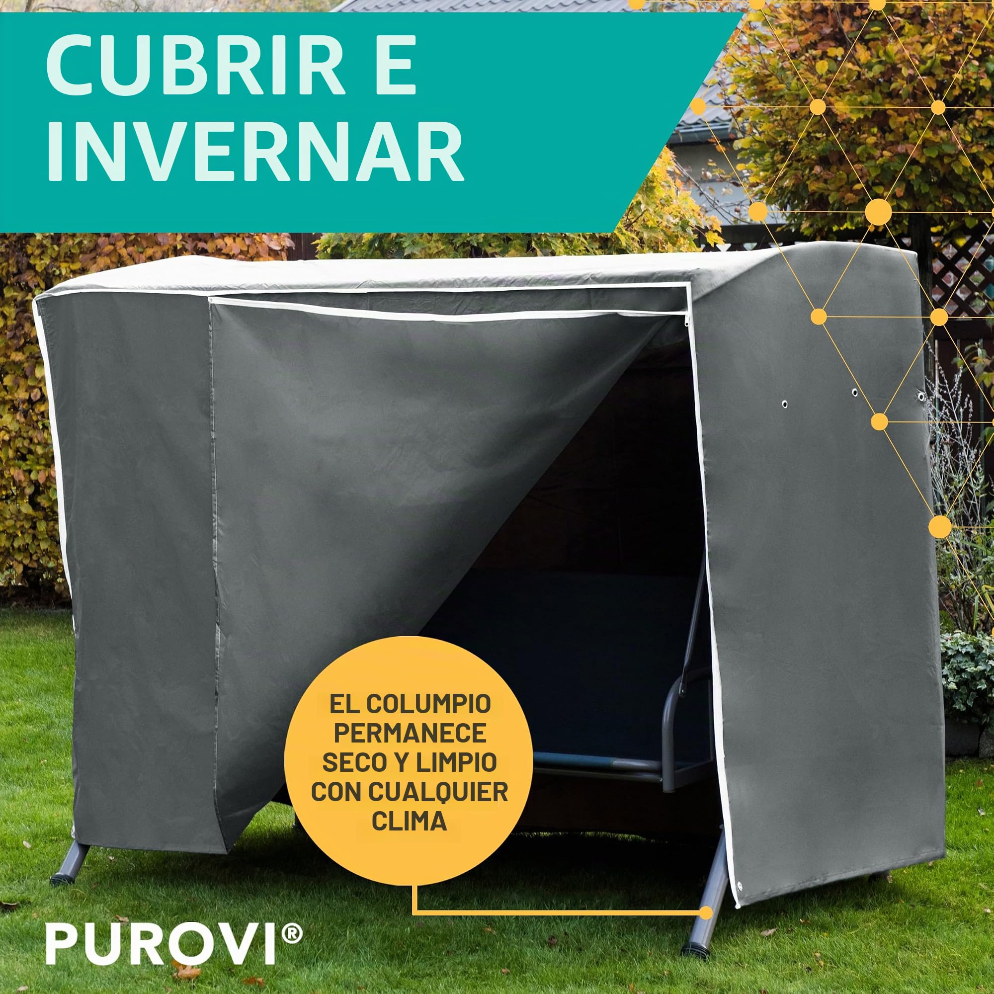 Funda para columpio de jardín (210 x 150 x 150 x 150 cm, impermeable al agua, anti UV
