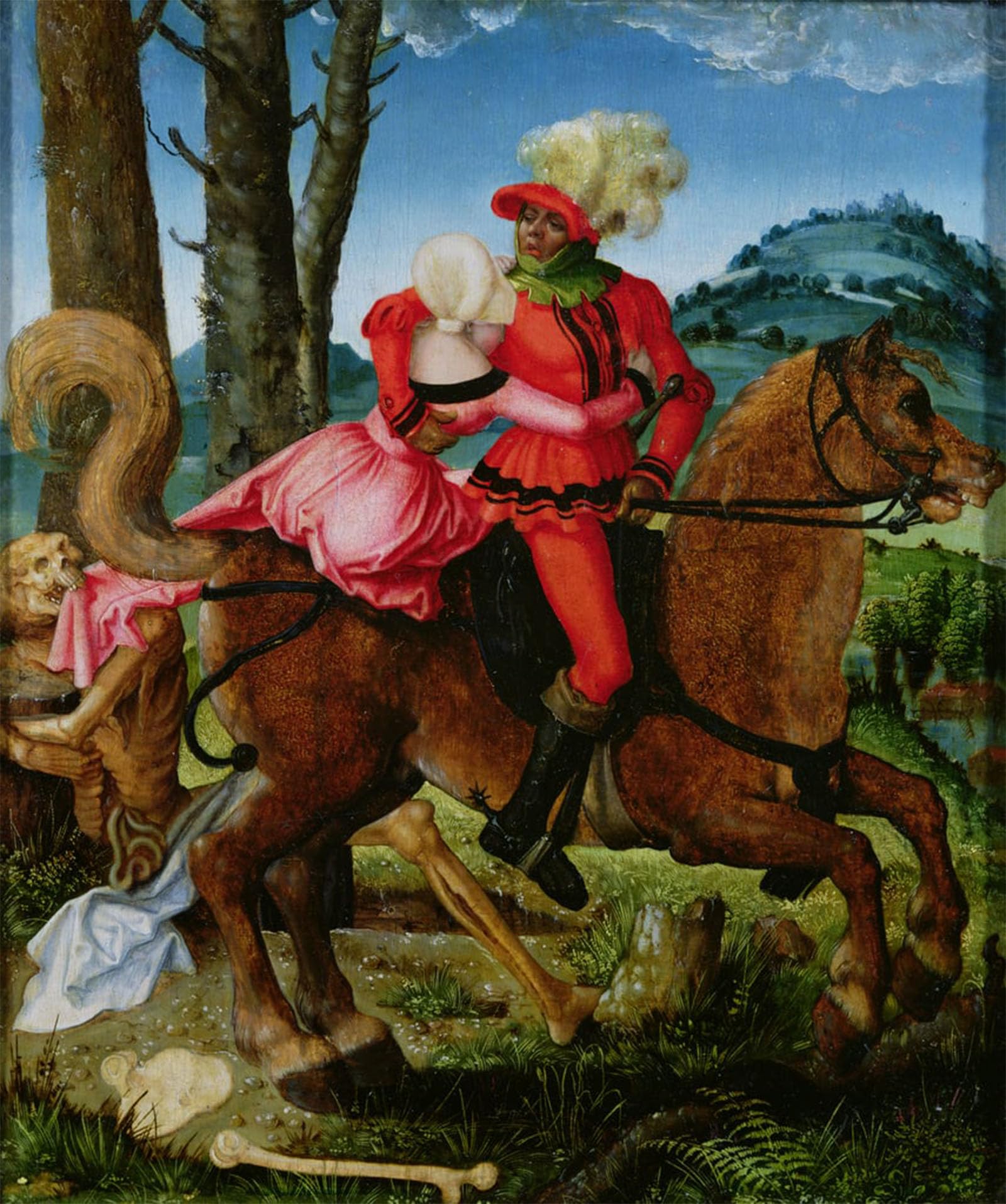 RZHRHJES Retro Picture Portrait Oil Painting Modern Wall Artwork the Knight the Young Girl and Death by Hans Baldung Grien Canvas Poster for Office Decor 60x90cm