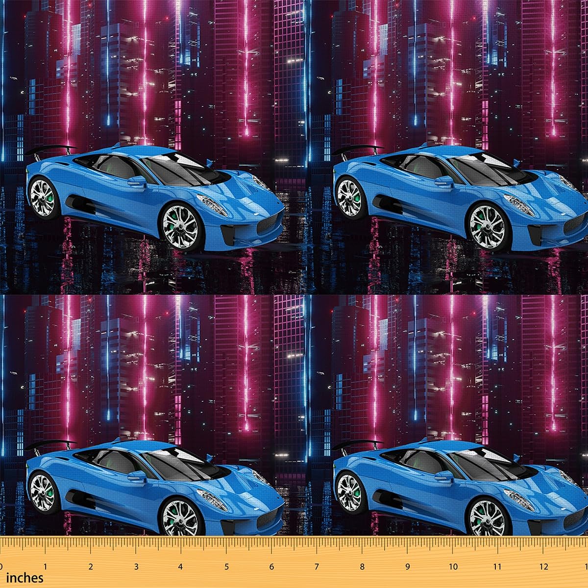 Race Car Fabric by The Yard Blue Speed Sports Car Upholstery Fabric for Chairs Racing Car Red Luxury Automobile Extreme Sports Waterproof Outdoor Fabric 2 Yards (L184*W150cm)