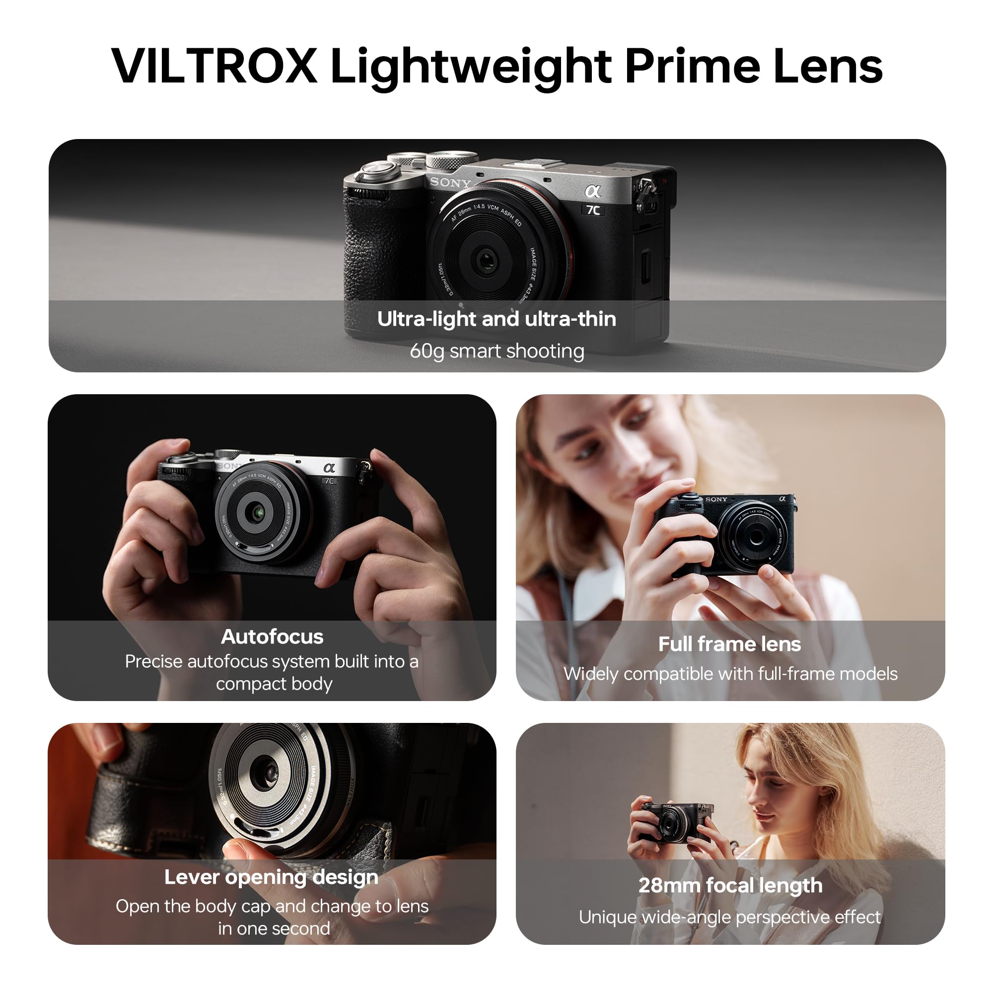 Lente VILTROX AF 28 mm F4.5 f/4.5 FE para suporte Sony E, lente de