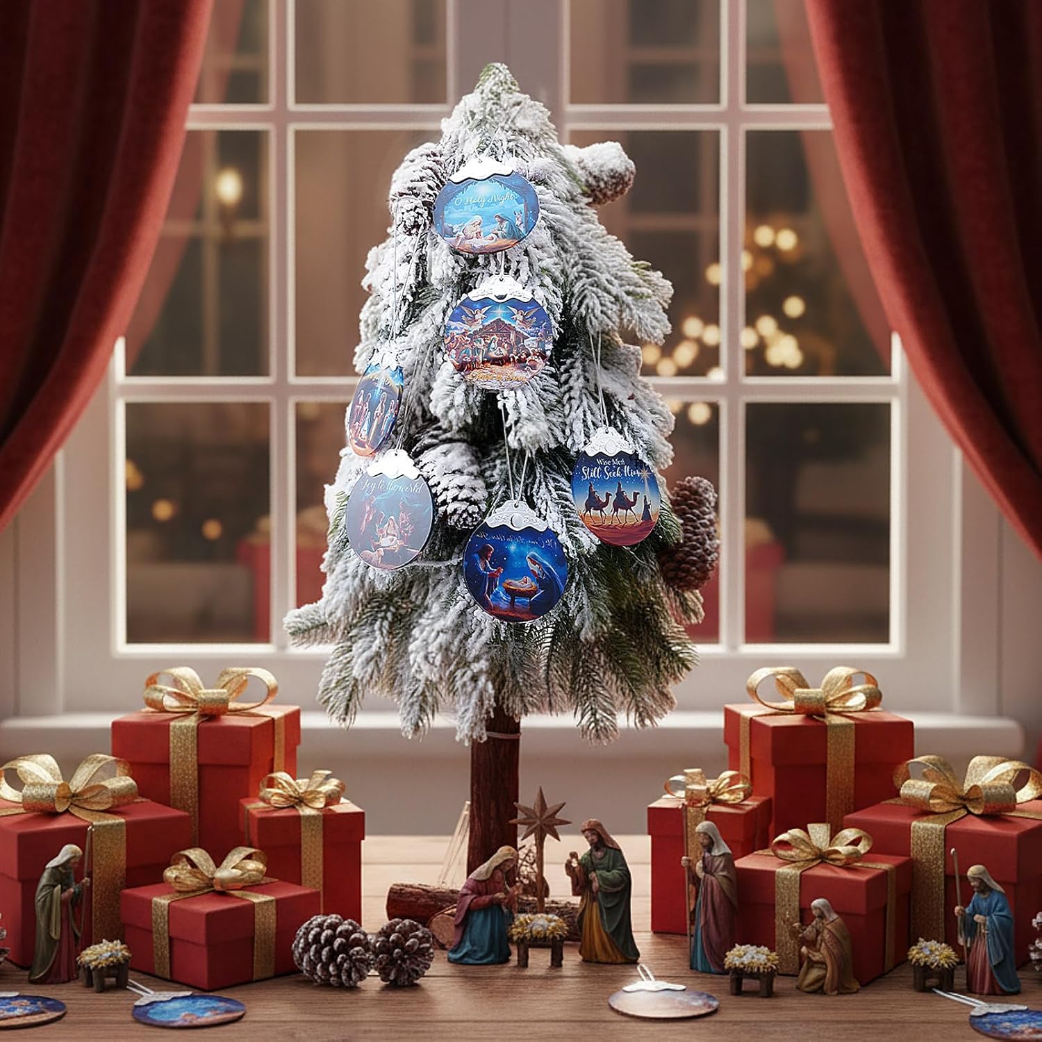 Thyle 6 Pack Nativity Ornaments for Christmas Tree Bulk Christian Nativity Scene Decorations 3" Religious Jesus Gifts for Women Men Window Tree Acrylic Hanging Decor (Classic Style) - Image 6