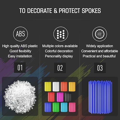 Miniatura 66 de PSLER 72 fundas de radios para decoración de tuberías para motocicleta, motocross, pit Dirt Bike Azul cielo