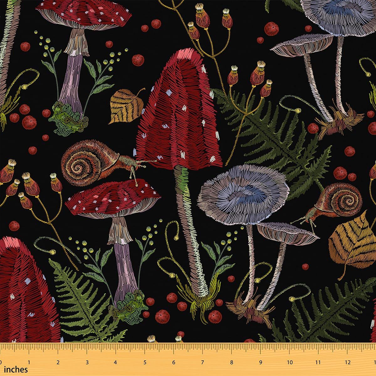 Loussiesd Cute Mushroom Decor Fabric by The Yard Cartoon Mushrooms Upholstery Fabric for Chairs Kawaii Fungus Decorative Waterproof Outdoor Fabric 10 Yards (L920*W150cm)