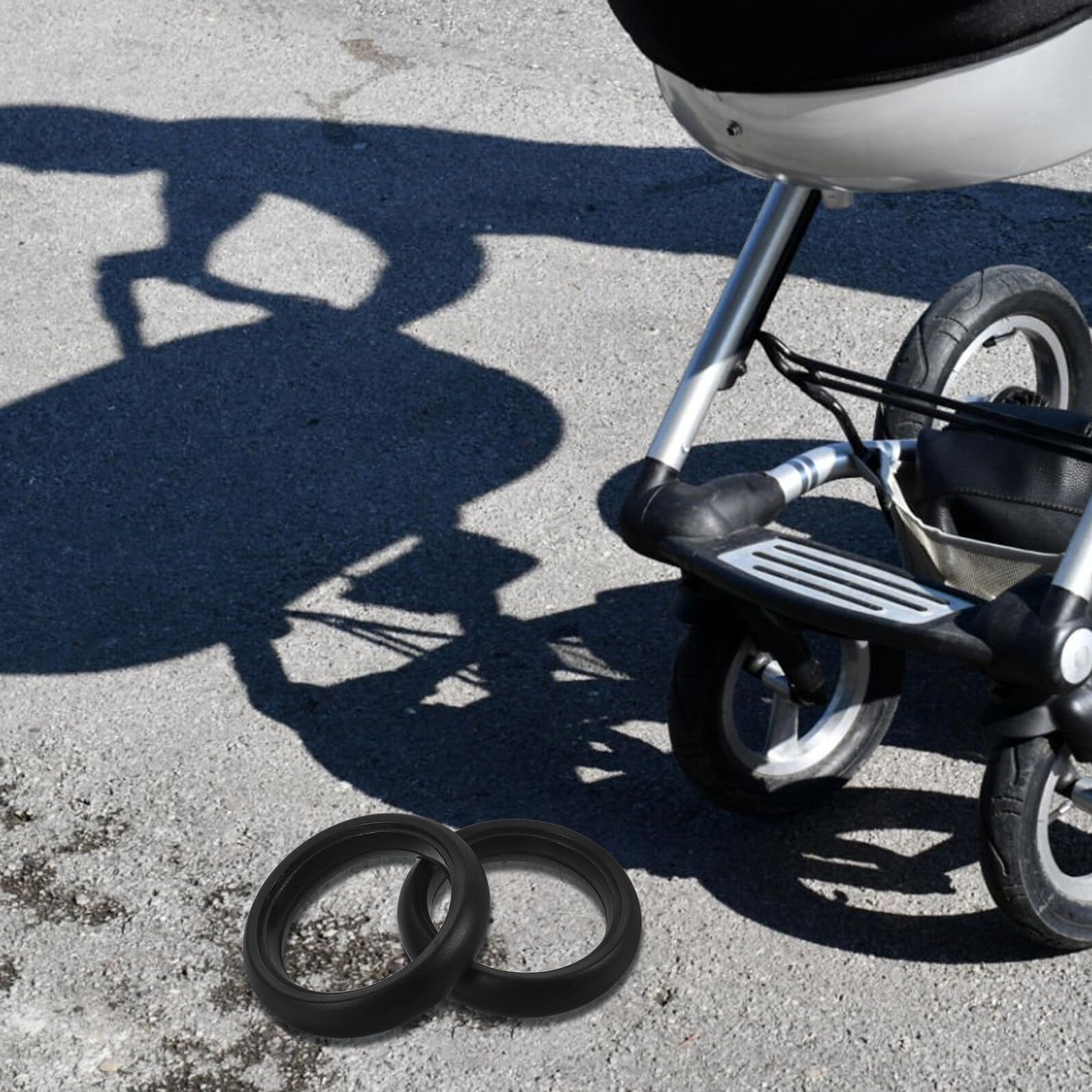 2 Pneumatici Esterni per Passeggino in Gomma Nera da 5 Pollici Assorbimento degli Urti e Aderenza, Sostituzione Facile per Ruote Anteriori e Posteriori