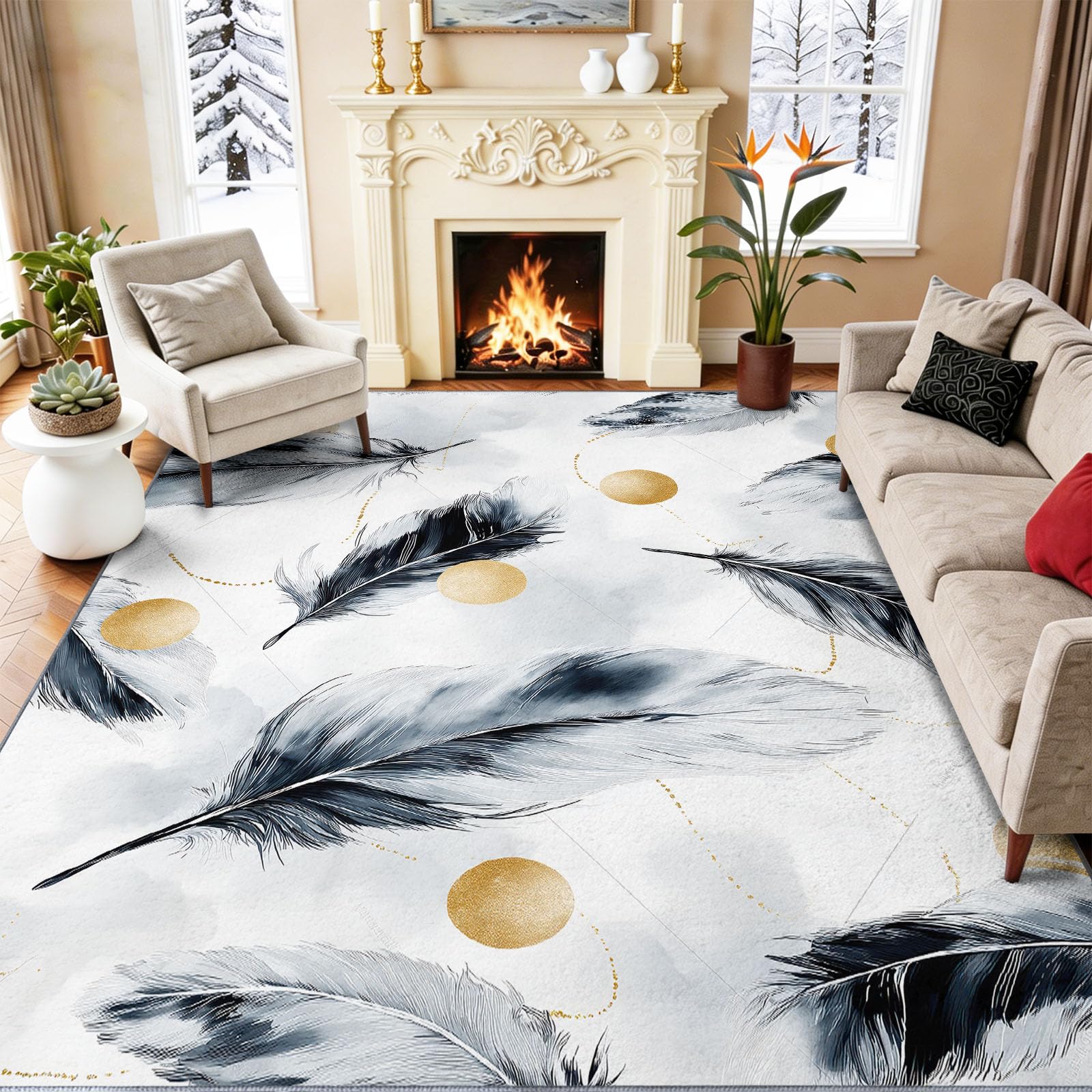 Dywan w stylu boho, 160 x 230 cm, wielokolorowy, miękki dywan do sypialni