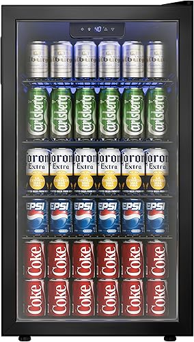 Refrigerador de bebidas, mini refrigerador para 126 latas con puerta de vidrio para vino, cerveza de soda, enfriador de bebidas para el hogar, bar,