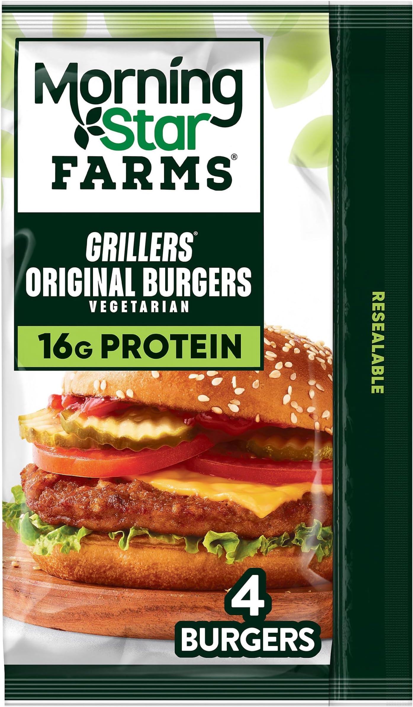 Veggie Burgers, Vegetarian Meat, Grillers Original (4 Count)