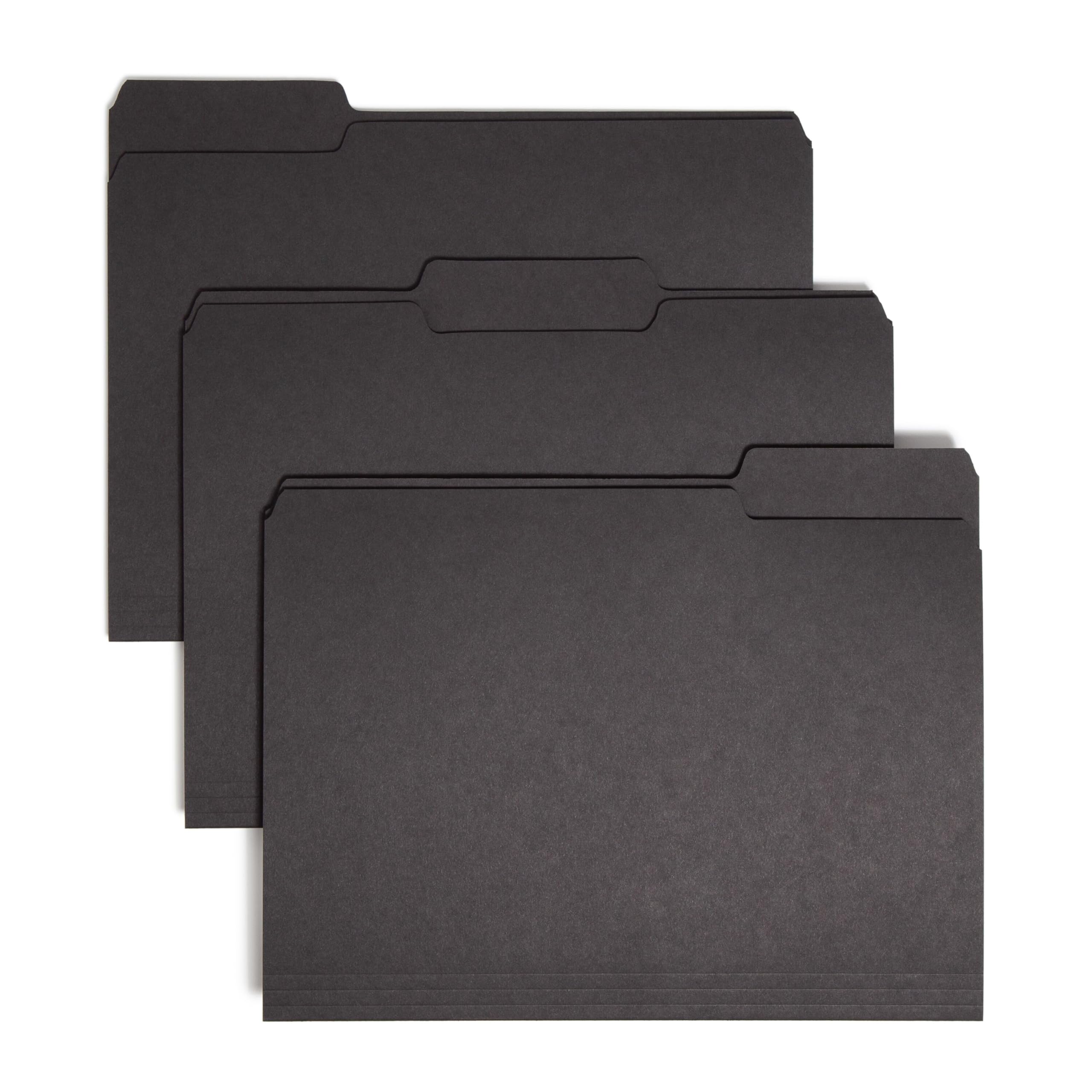 Smead Interior File Folder, 1/3-Cut Tab, Letter Size, Black, 100 Per Box (10243)