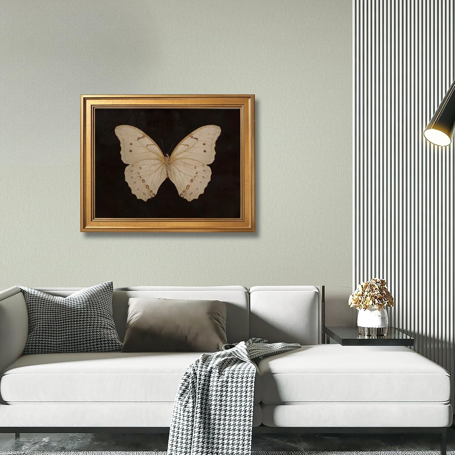 KJMVSEW Gold Framed Butterfly Wall Art Canvas Print Vintage Gothic Dark Academia Decor Victorian Aesthetic Poster Elegant Insect Illustration Artwork for Bedroom Living Room Home Decor 12X16inch