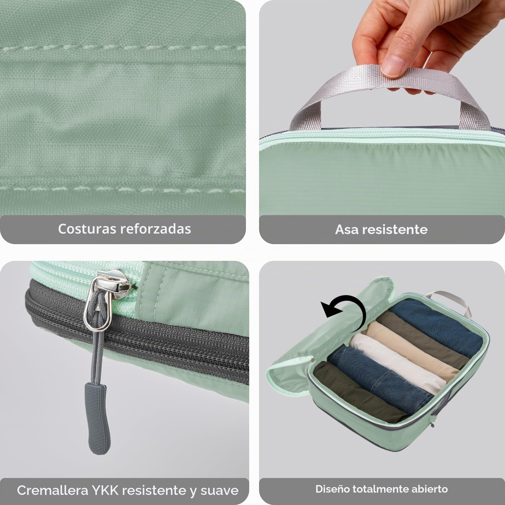 Cipway Bolsas Compresion Viaje, Diseño de Malla Impermeable Ligero y Duradero Bolsas de Viaje Organizador para la Mochila Maletas de Almacenamiento en el Hogar(Verde salvia, 8 Unidades)