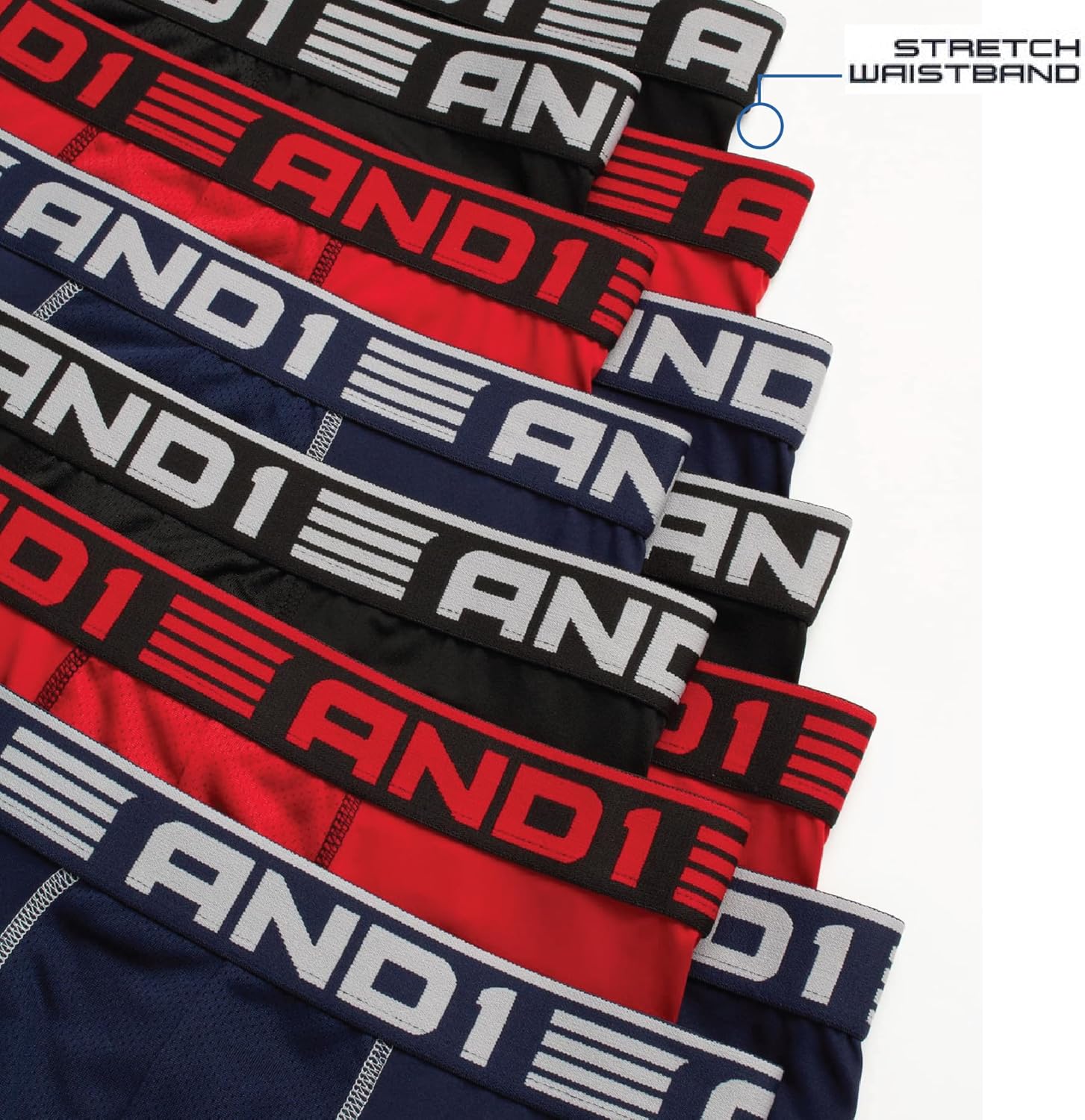 AND1 Mens Boxer Briefs - 12 Pack Platinum Performance Long Leg Boxer Briefs with Pouch - Boxers for Men, 9" Inseam (S-3XL)