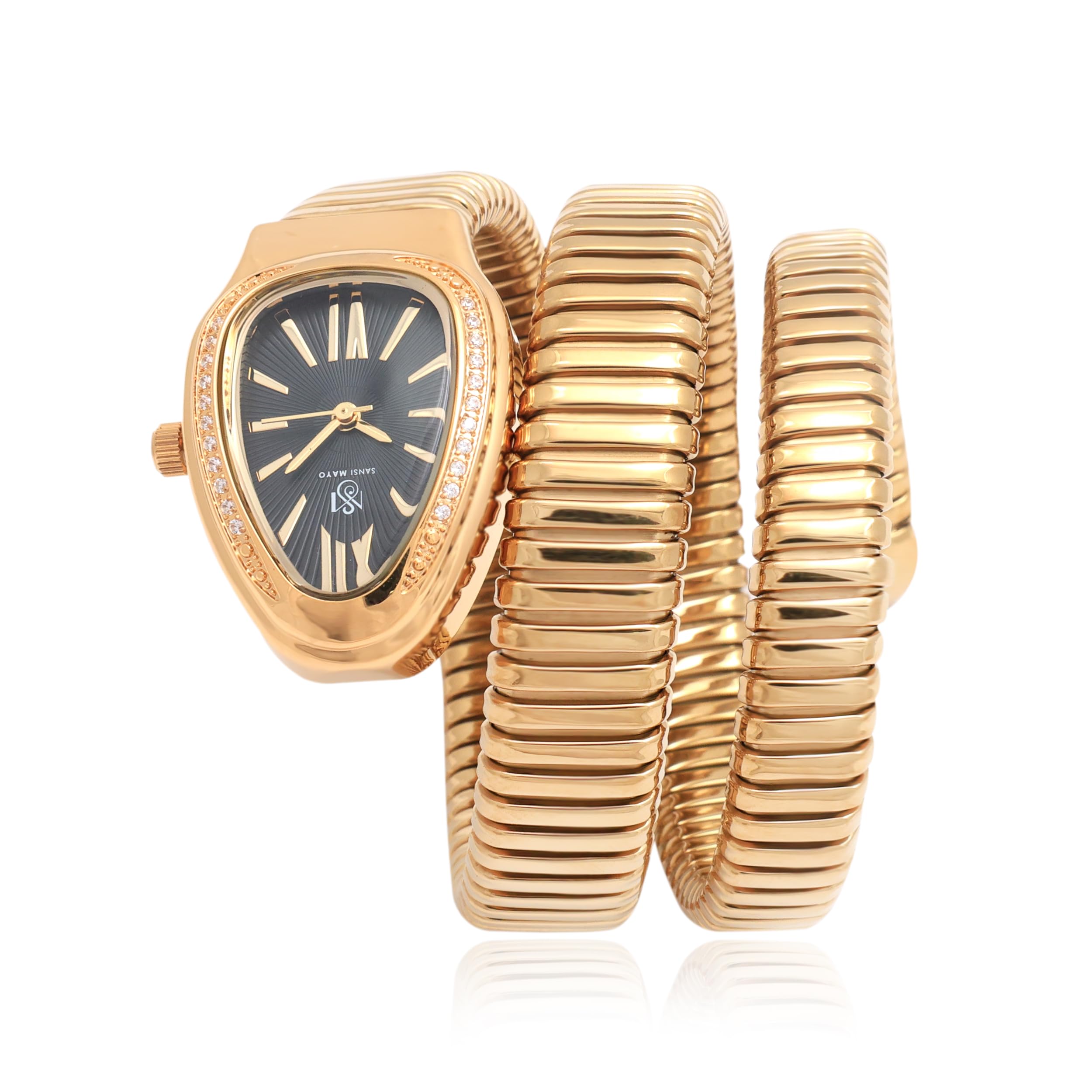 See full amazon price history chart for SANSI MAYO Yellow Gold Analog Unique Snake Style Bangle Watch for Women with Triangle Black Dial & Stainless Steel Band | Japanese Quartz | Water Resistant | Formal & Casual Wear | Wristwatch Gift SANSI MAYO Yellow Gold Analog Unique Snake Style Bangle Watch for Women with Triangle Black Dial & Stainless Steel Band | Japanese Quartz | Water Resistant | Formal & Casual Wear | Wristwatch Gift (B0DHY4YXXN) Amazon Price History, Amazon Price Tracker