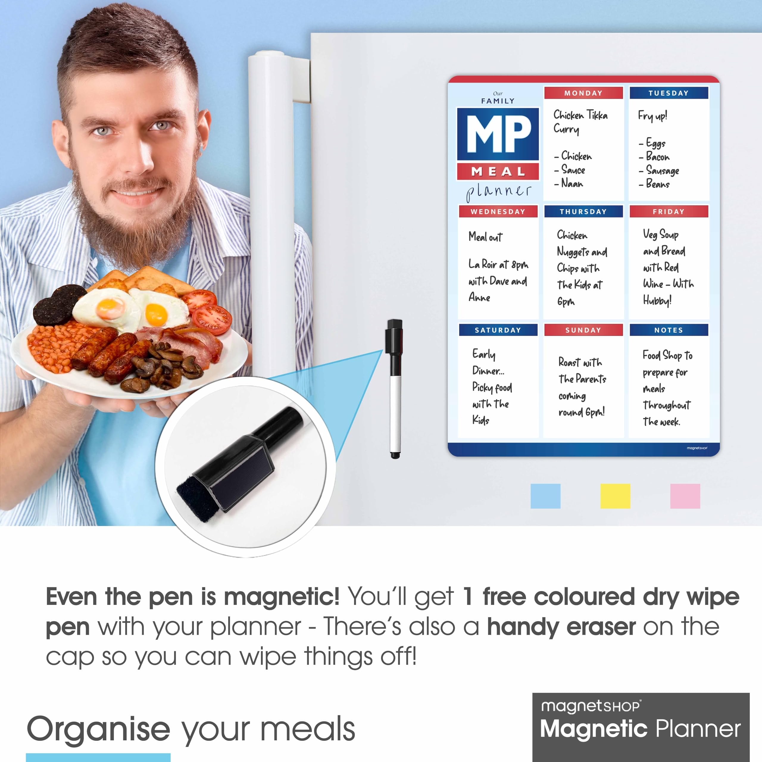 TMS Magnetic Meal Planner for Fridge, Brown - Image 4