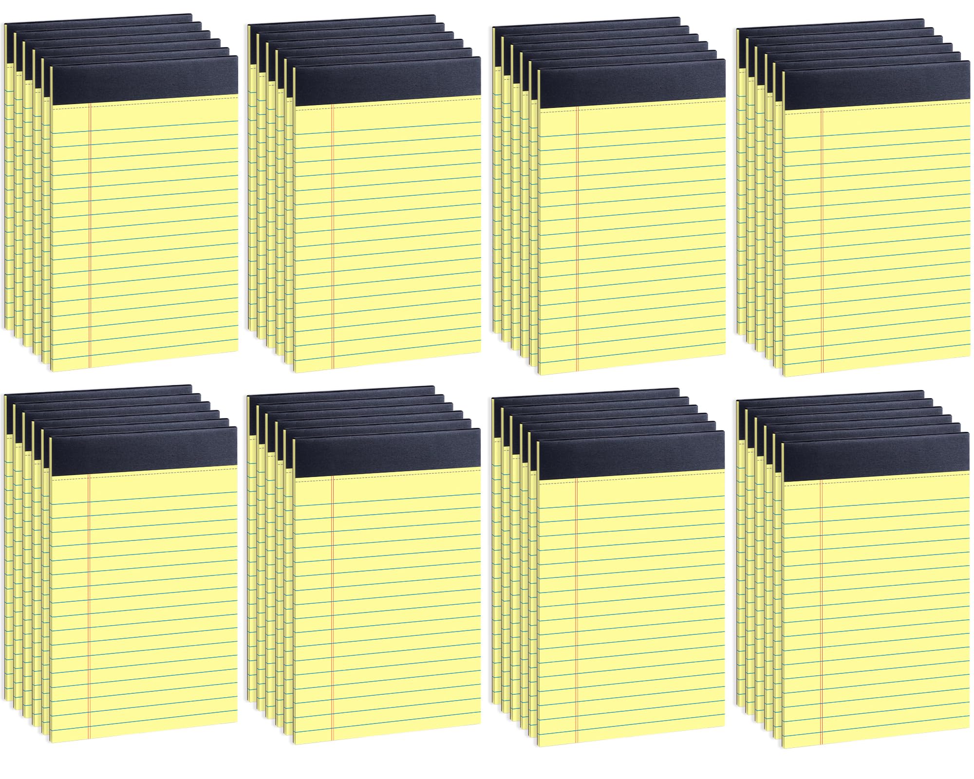 48 Pack Legal Pads Bulk,5 x 8 Inch Yellow Notepad, Note Pads College Ruled Perforated Memo Pad for Work Study Daily Note Taking List, Lined Writing