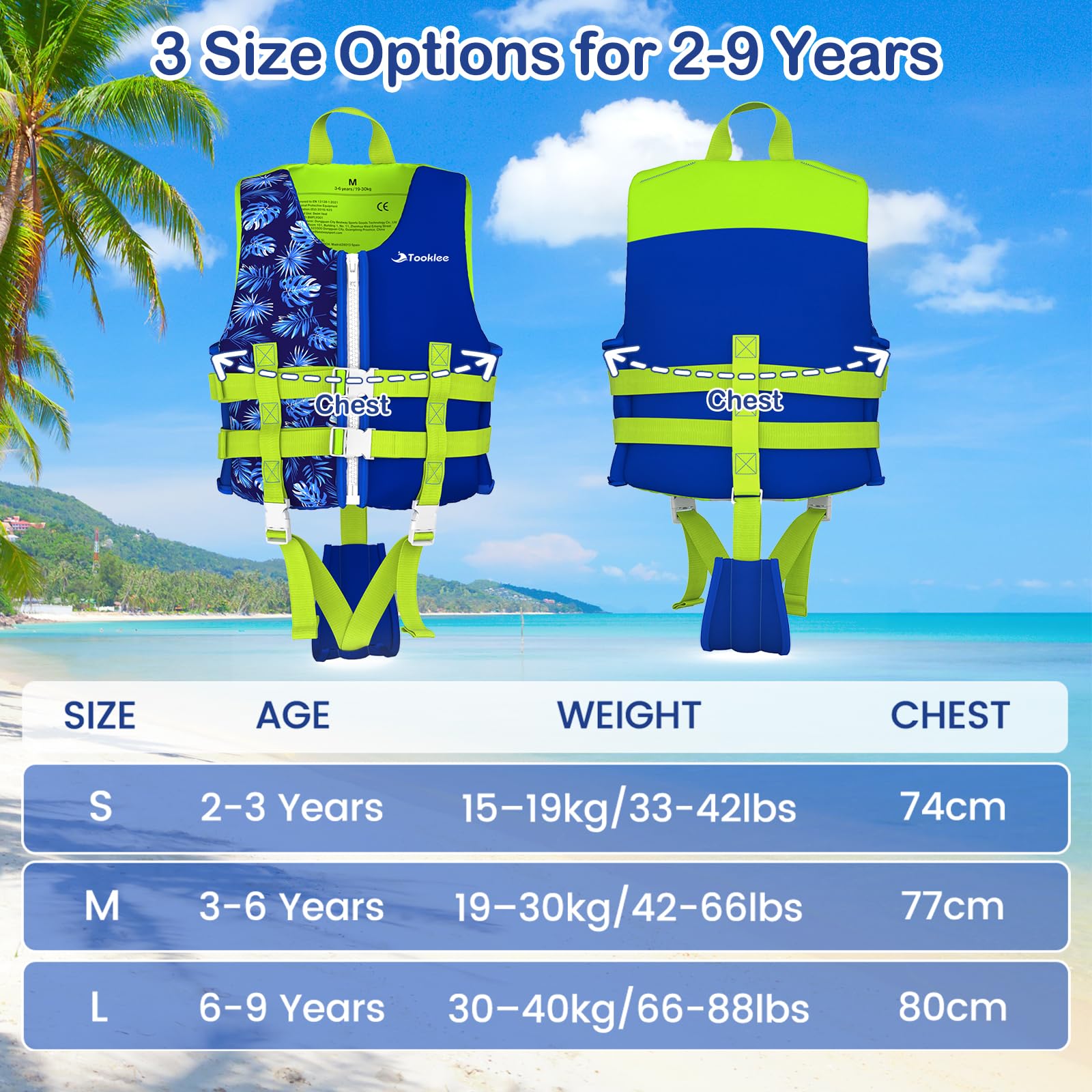 Gilet da Nuoto per Bambini, Ad Alta Galleggiabilità, Con Cinghia Di Sicurezza Regolabile, Testato TÜV e sicuro, Comfort in Neoprene Morbido, Cinghia Sottogamba Allargata, Struttura Resistente