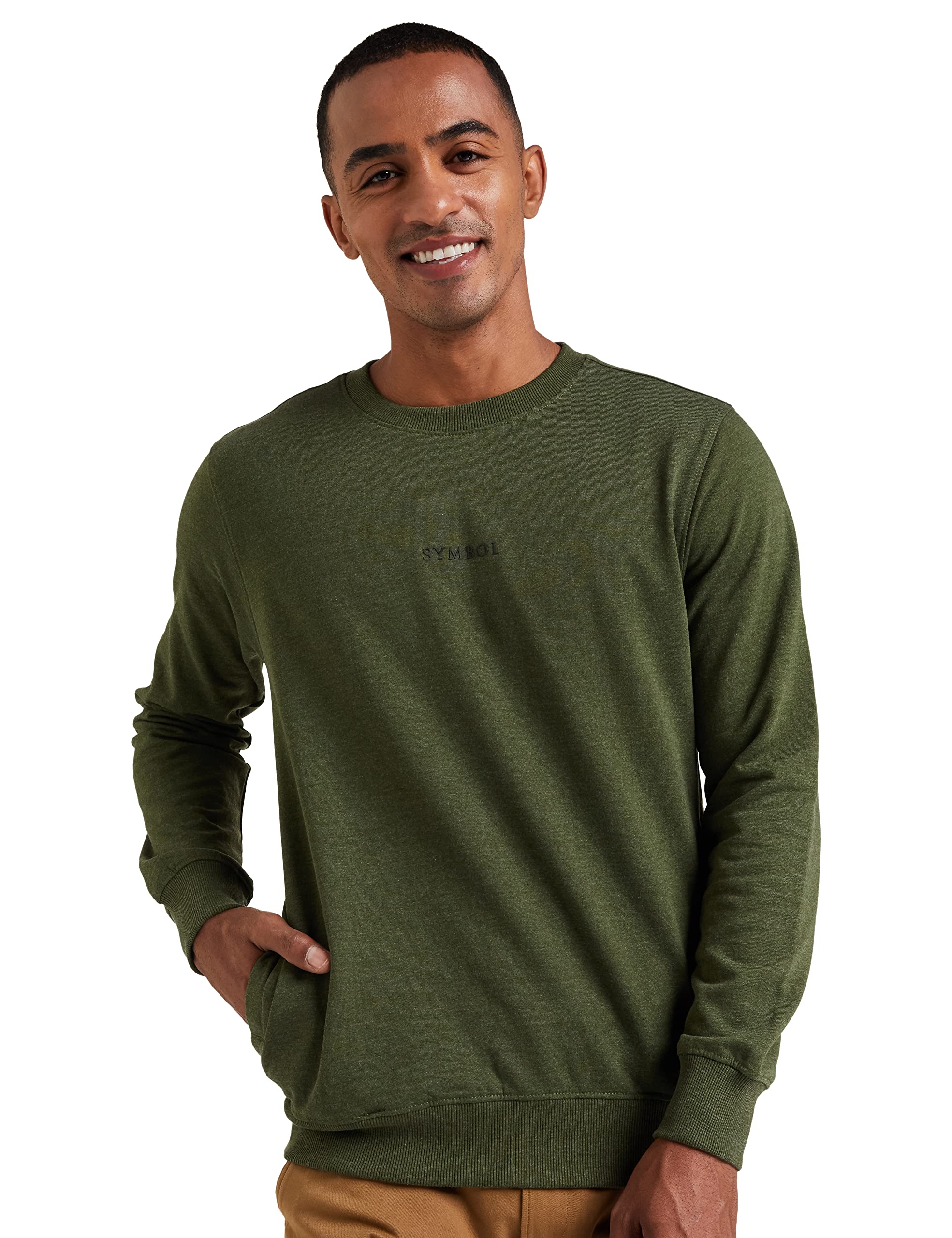Amazon Brand - Symbol Cotton Blend Men Crew Neck Sweatshirt