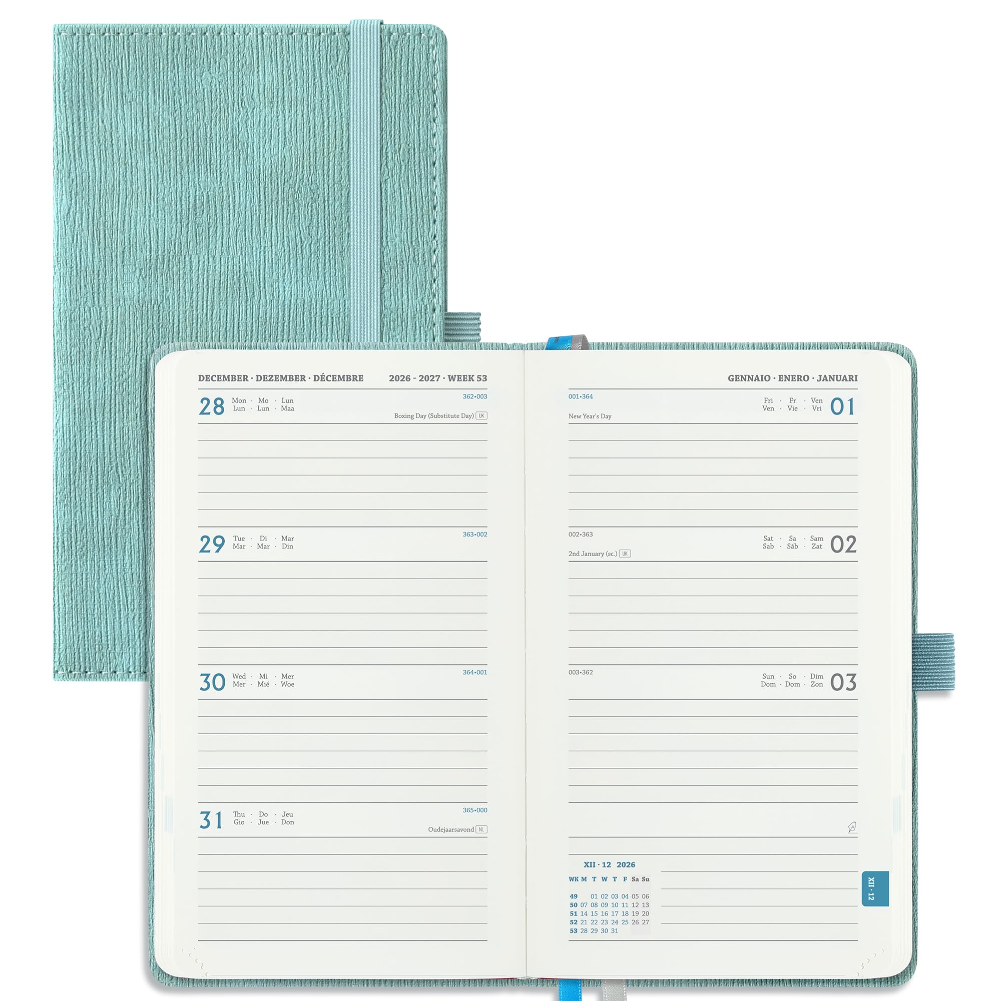 IN-LUXPRO Kalender 2026 2027 Wochenplaner,18-Monate Buchkalender (Jul.2026-Dez.2027) Terminplaner mit Ausgaben & Notizseiten,mit Vegan-Leder & Notizseiten(JZ-SK-XLB)