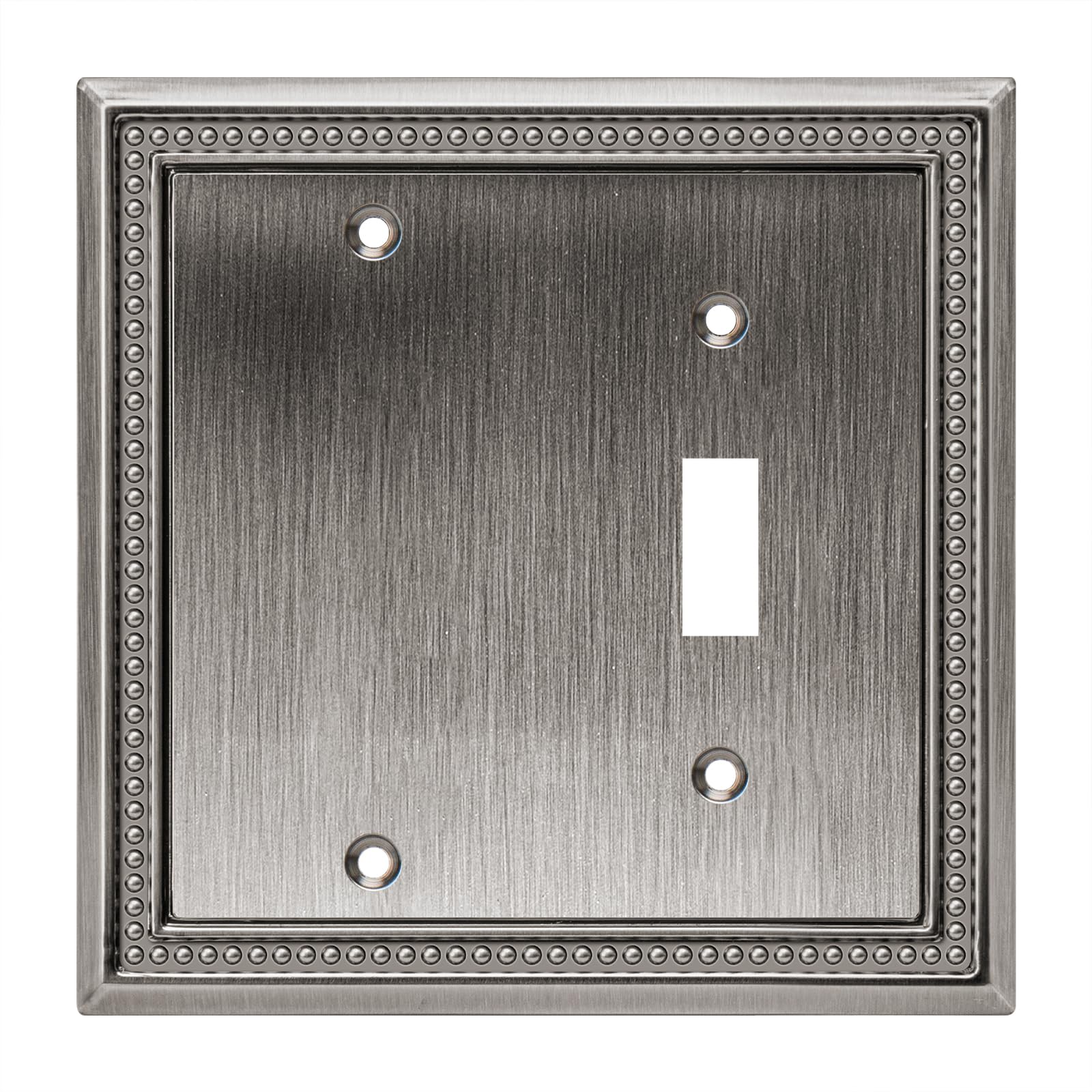 Henne Bery Sunken Pearls Heavy Duty Decorative Wall Plate Switch Plate Outlet Cover (Blank/Toggle, Heirloom Silver)