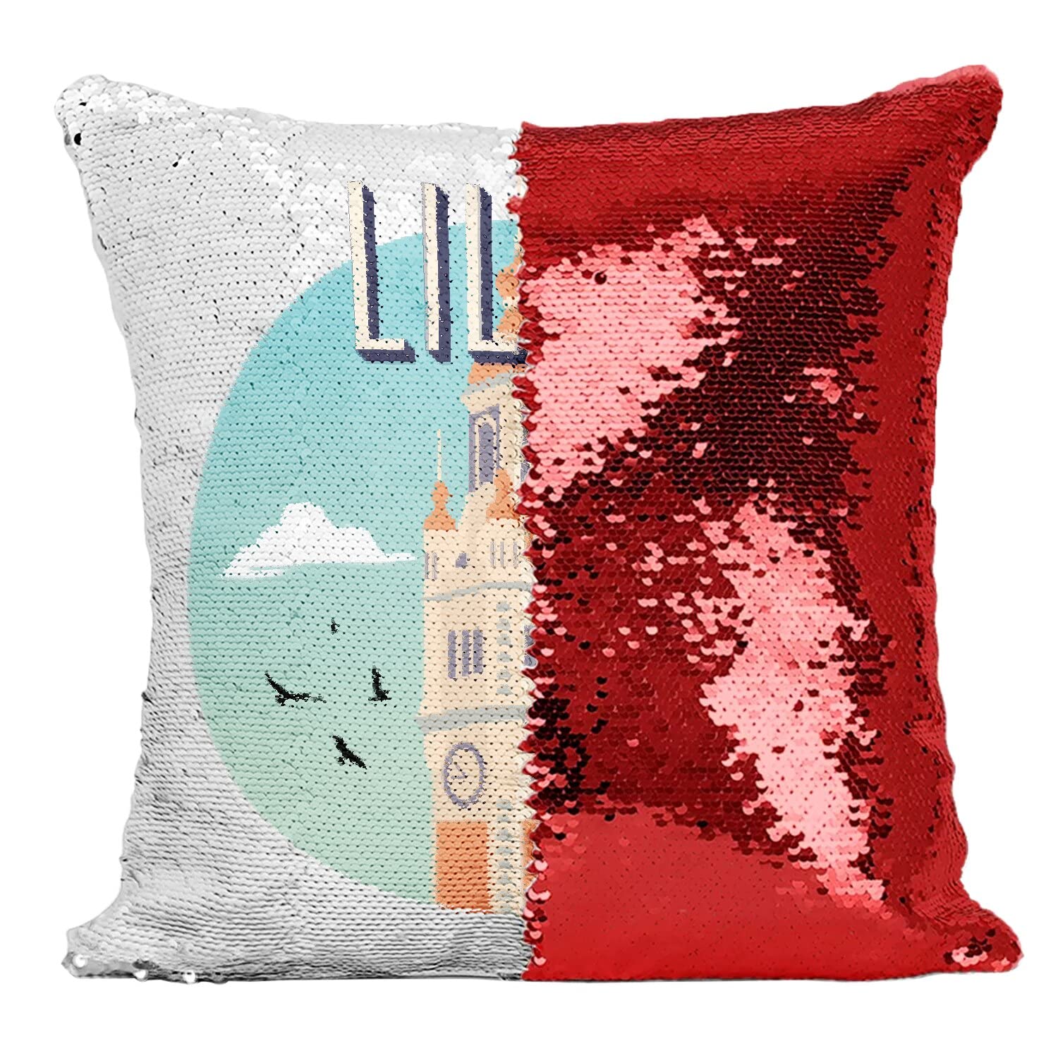 Coussin paillettes rouge Lille pour raviver un salon terne avec style