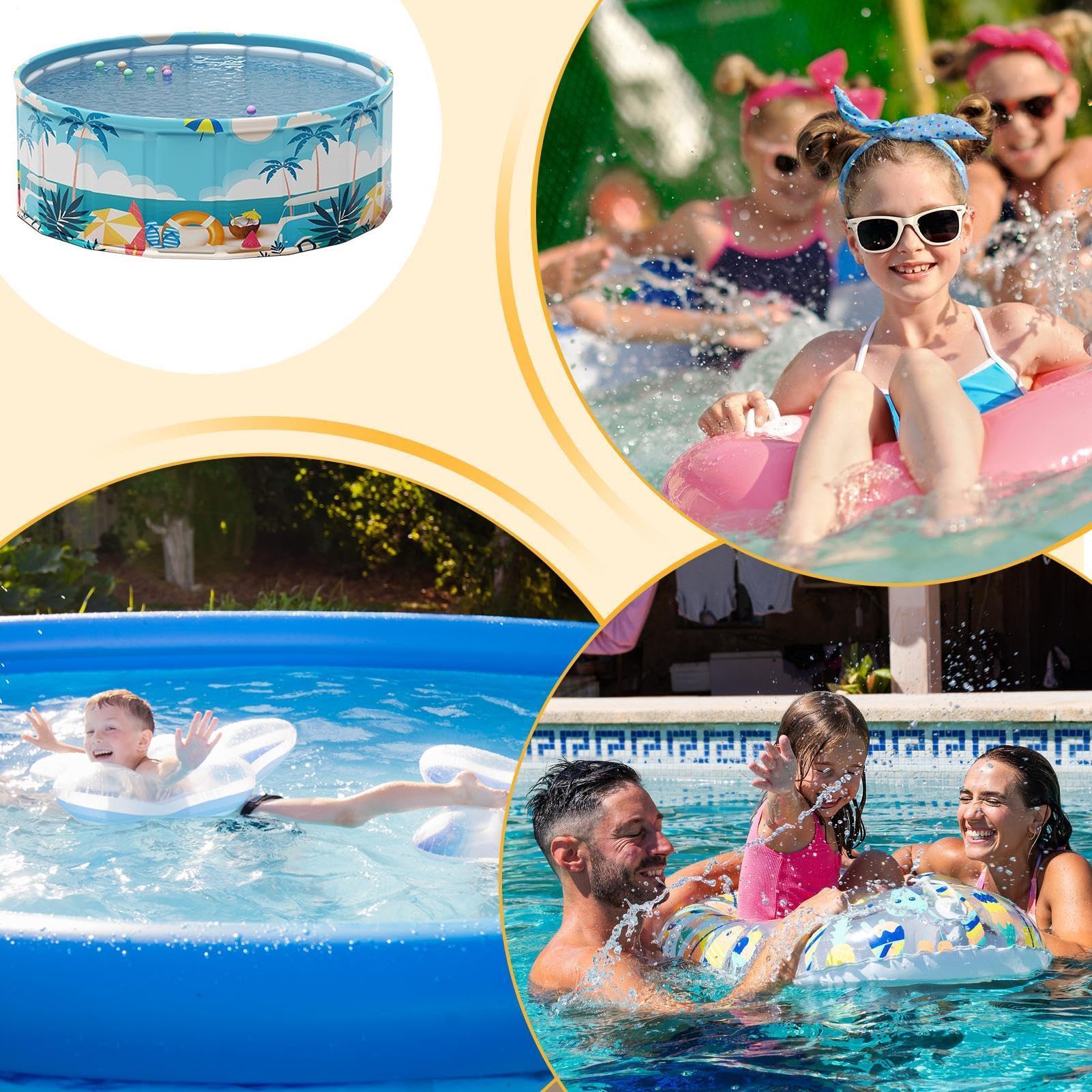 Ein Schwimmbecken Für Kinder | Zusammenklappbar Tragbar Kreisrund Wasserundurchlässig | Niedlicher Kinder-Schwimmbecken | Für und Mädchen, Sommer, Terrasse, Hinterhof, Wasserpark, Innenhof, Garten und