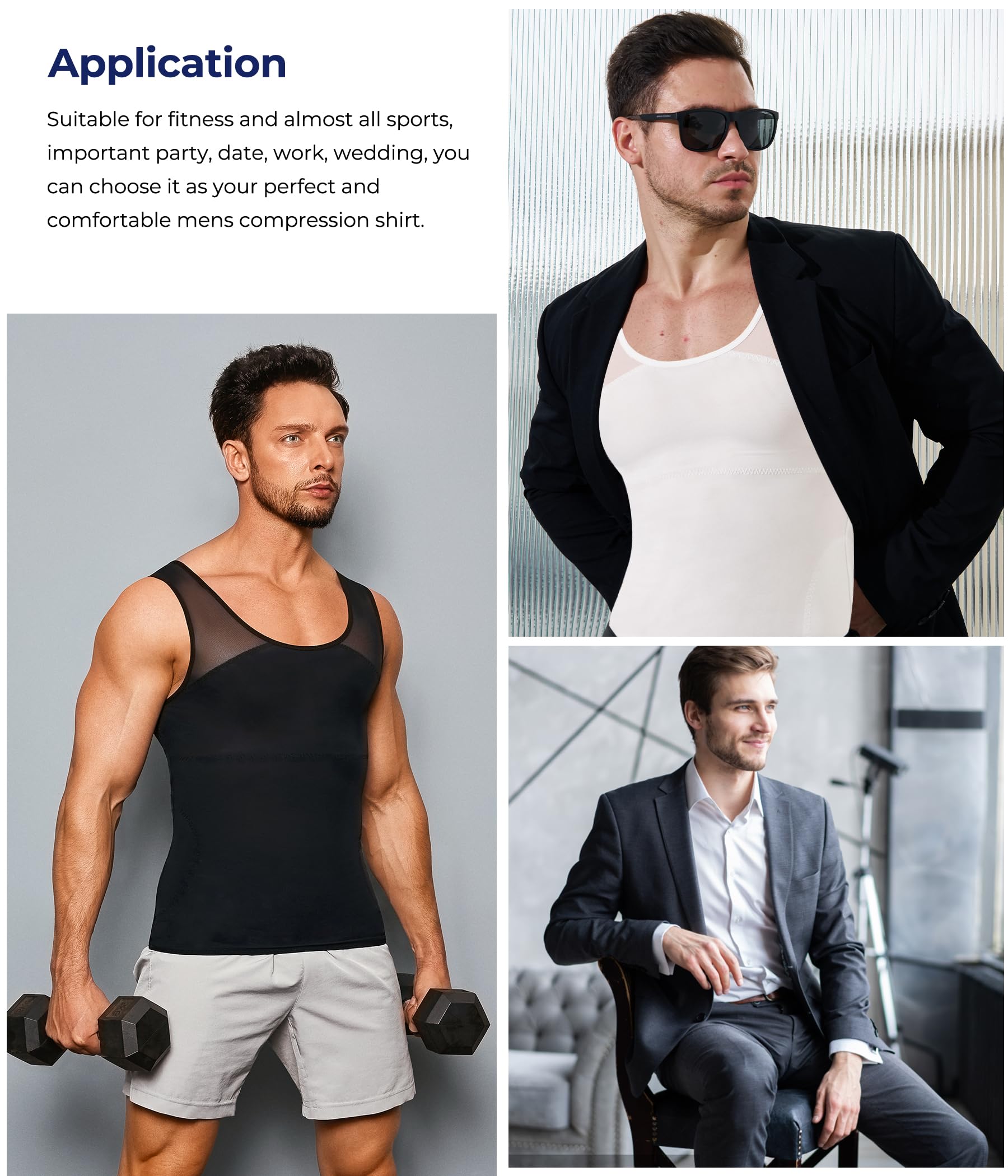 KUMAYES Camiseta Compresión Hombre Faja Reductora Hombre Alta Elasticidad Body Shaper Camisetas de Tirantes sin Mangas