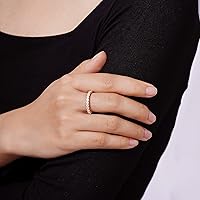 Vista 58 de Yaxa Essentials Anillo de plata de ley chapada en platino o oro con circonita cúbica redonda de elementos infinitos