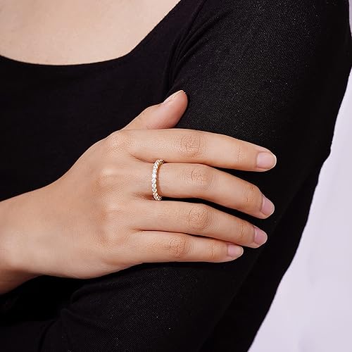 Miniatura 5 de Tienda Collection Platinum or Gold Plated Sterling Silver All-Around Band Ring set with Round Infinite Elements Cubic Zirconia