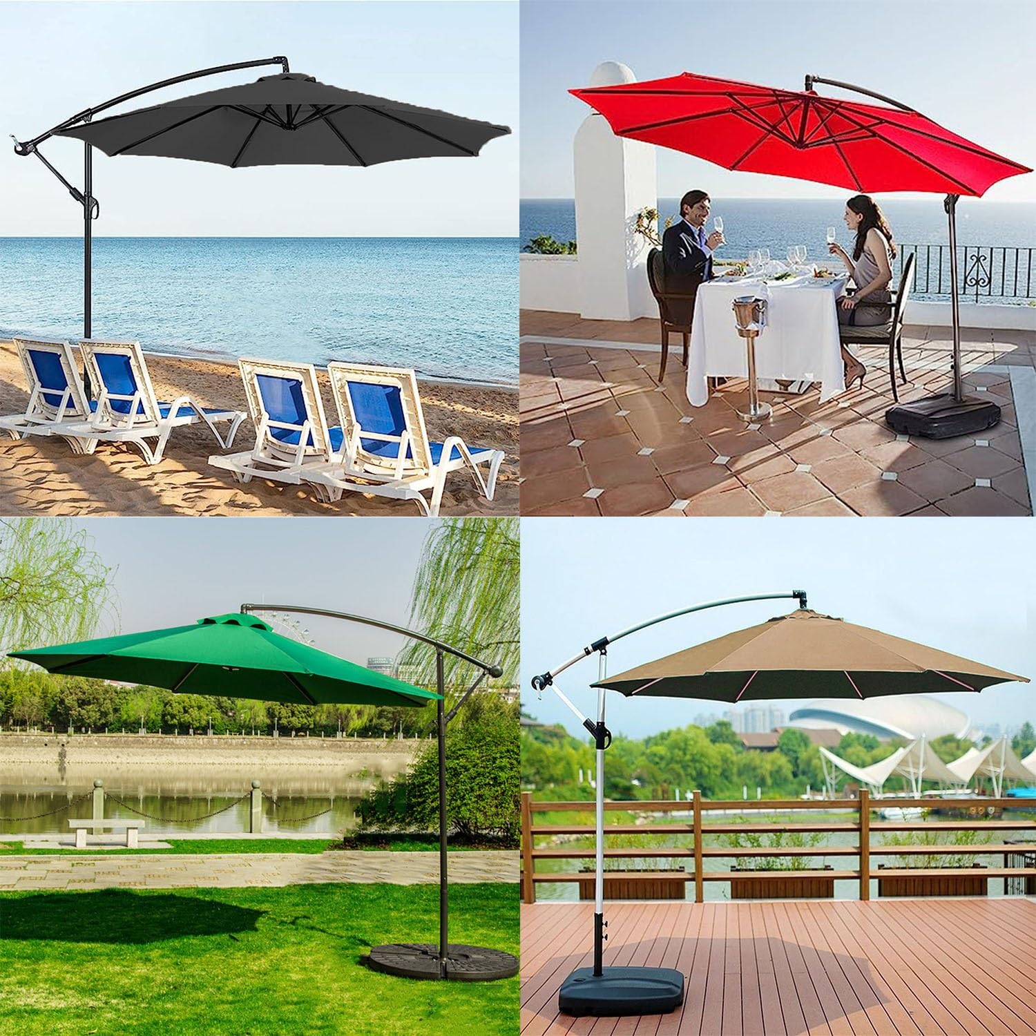 Parasol tarasowy, zapasowy baldachim, na zewnątrz, do ogrodu, osłona przeciwsłoneczna, górna pokrywa do 3 m, parasol targowy, wodoodporna plandeka z 6 żebrami na taras i patio, 2,7 m