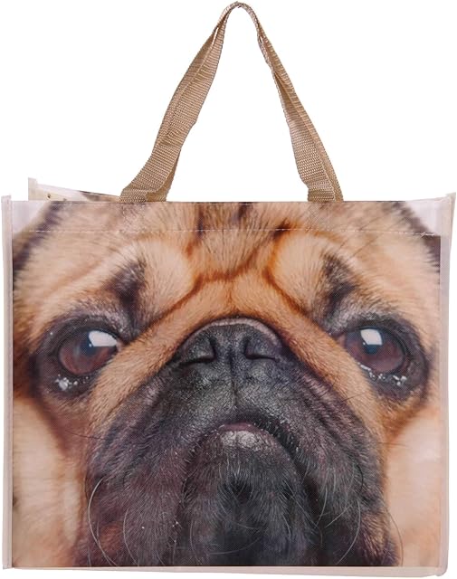 Puckator Pug Shopper Bag by Pukator 40 x 33cm Pugs & Kisses Range, Mixed, Height 33cm Width 40cm Depth 17cm