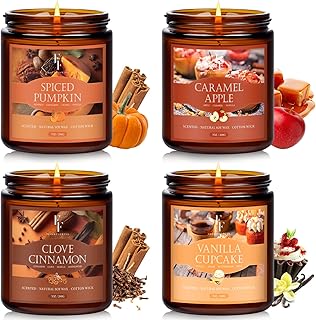 Fall Candles Set, 4 Pack Candles for Home Scented Natural Soy Wax, Autum...