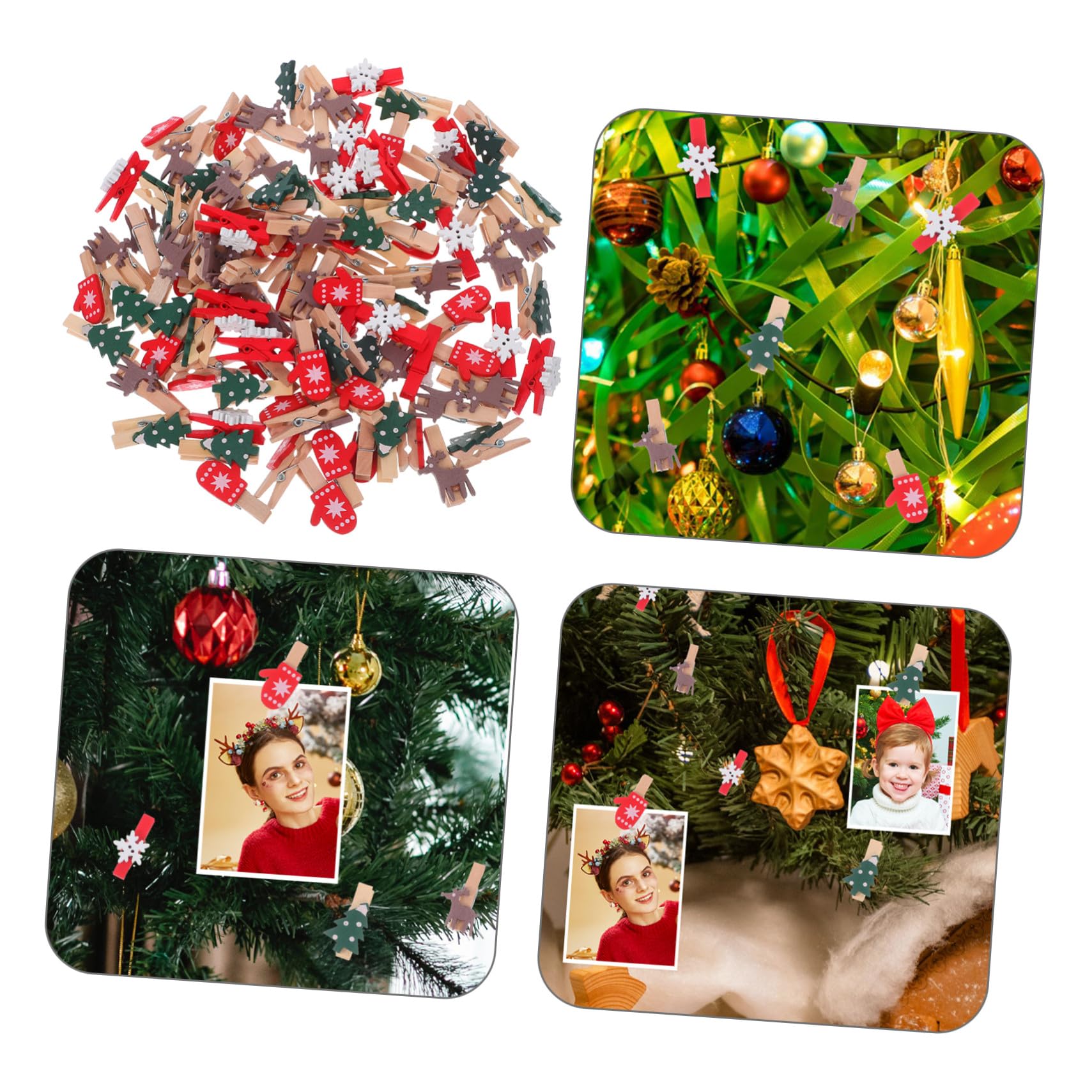 PRETYZOOM 300 Stck. Weihnachtsclip aus Holz Kleine Wäscheklammern zum Aufhängen von Fotos - Hängenden Clips für Party Fotoklammern selber Machen Weihnachtsclips Kleidernadel