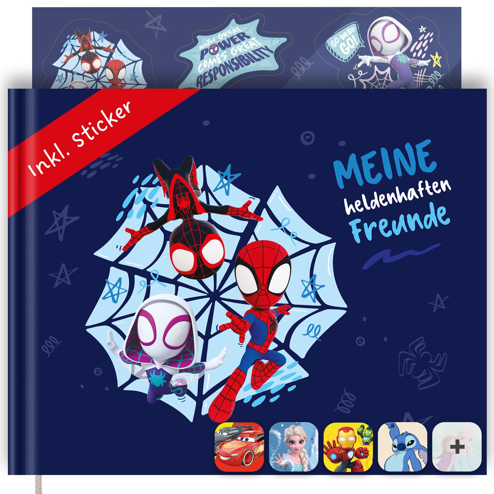 PRINTHOUSE Spidey Freundebuch Kindergarten Junge Inkl. Sticker - Offiziell Lizensiertes Marvel Produkt - Freundschaftsbuch Kindergarten Freundebuch Jungs Meine Kindergartenfreunde Buch DinA5