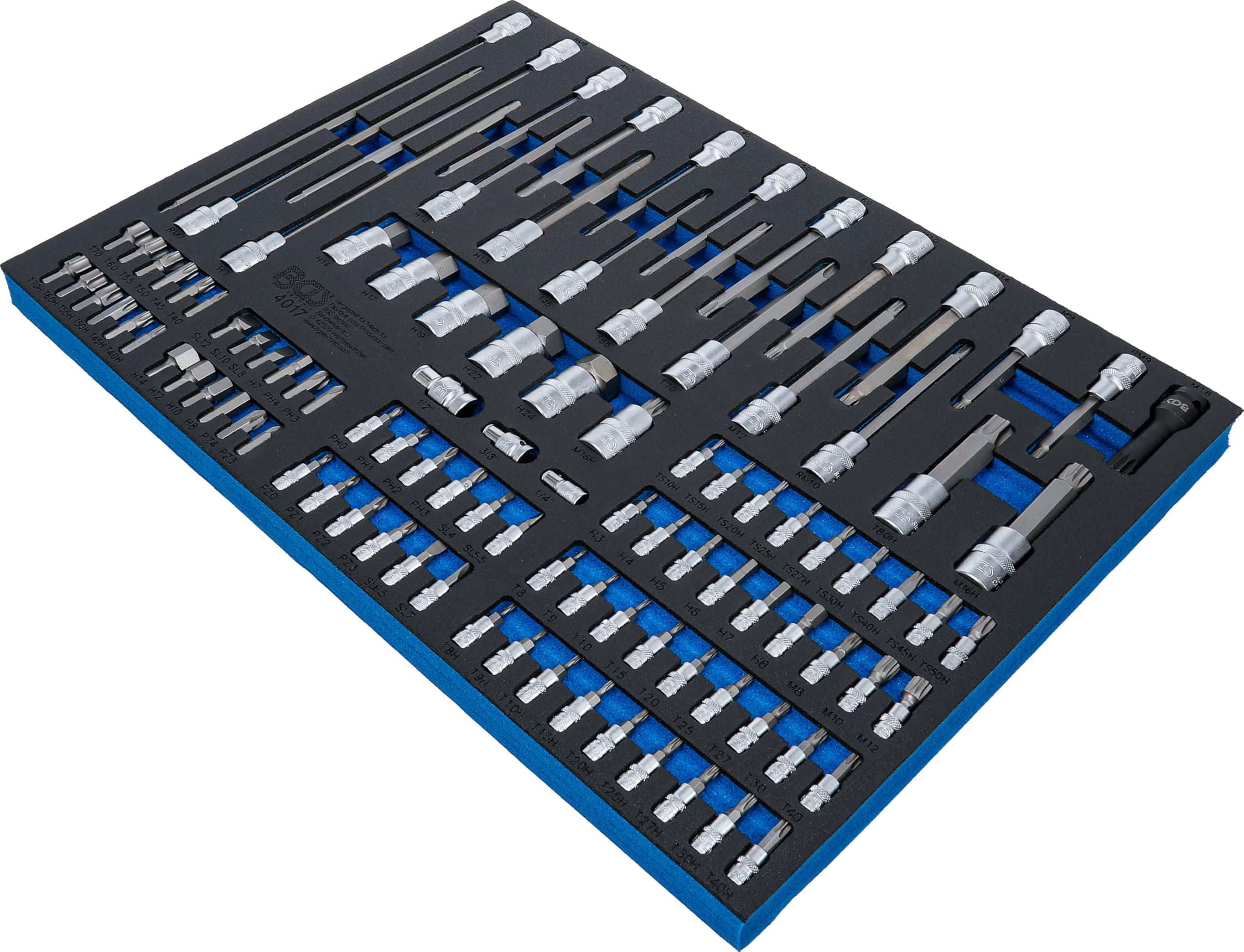 BGS 4017 | Modulo per carrelli portautensili 3/3: inserti e chiavi a bussola | 104 pz.