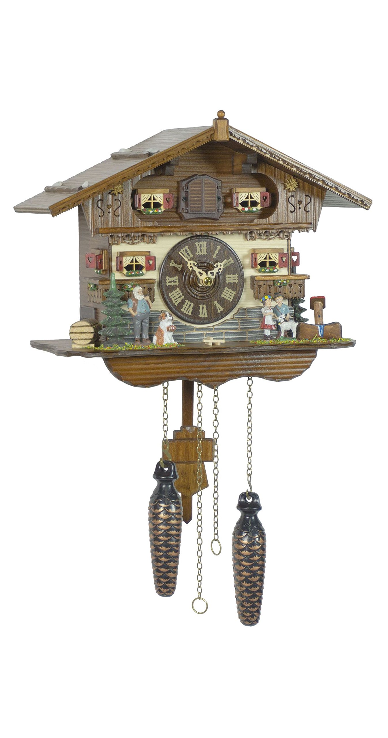 ISDD Cuckoo Clock TU 440 Q Swiss Hedgehog Quartz Clock Walnut