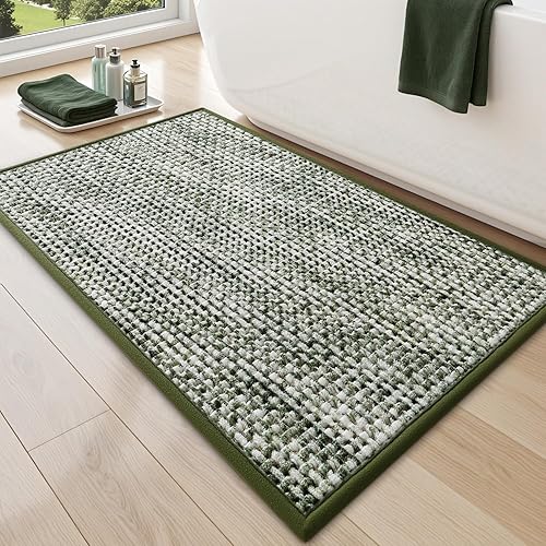 Miniatura 14 de LUMI Alfombras de baño de chenilla, 24 x 36 pulgadas, extra suaves, antideslizantes, absorbentes, alfombras de baño lavables para baño, bañera y