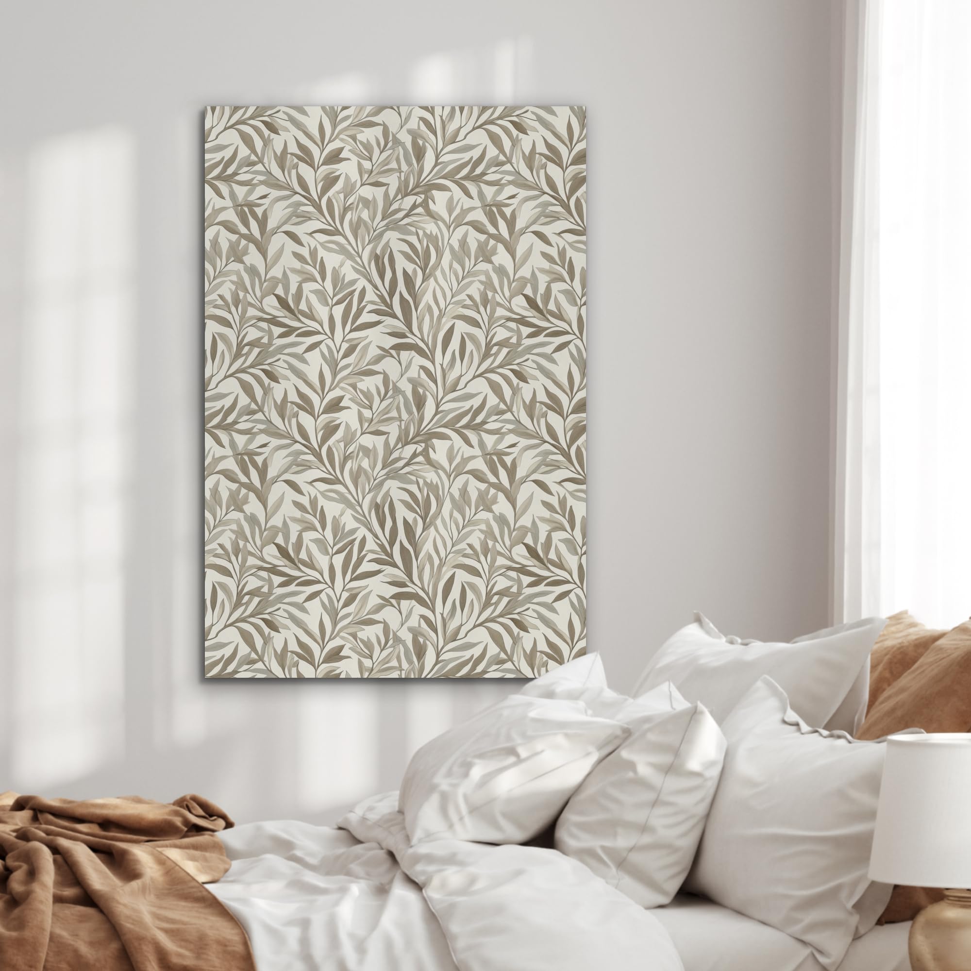 "MuchoWow© Insonorizar Habitacion 60x90 cm Paneles Acusticos Acoustic Panel Insonorizante Pared Insonorizacion Decoracion Cuadros Decorativos Ramas - Botánico - Topo"