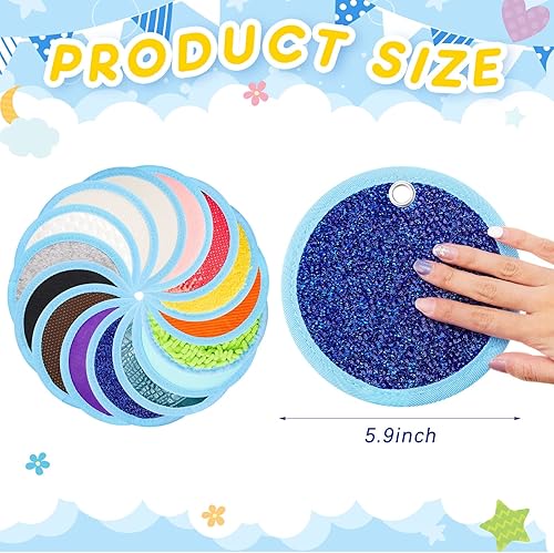 Miniatura 2 de Haull 15 piezas de mini alfombrillas sensoriales redondas sensoriales para habitaciones con textura, juguetes sensoriales táctiles educativos, panel