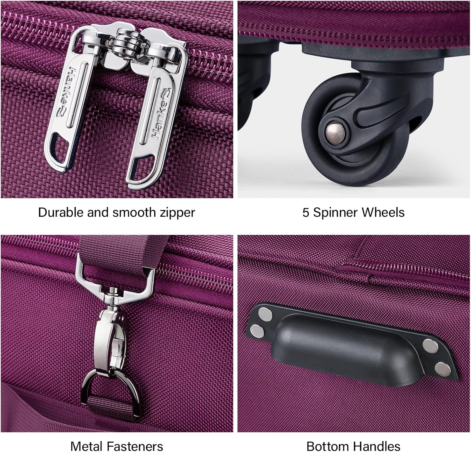 Hanke Expandable Large Suitcase 4 Wheels Lightweight Collapsible,Foldable Suitcases &Travel Bags Hand Luggage Extend 20/24/28 inch Suitcases Duffel Bag Without Telescopic Handle for Men & Women - Image 8