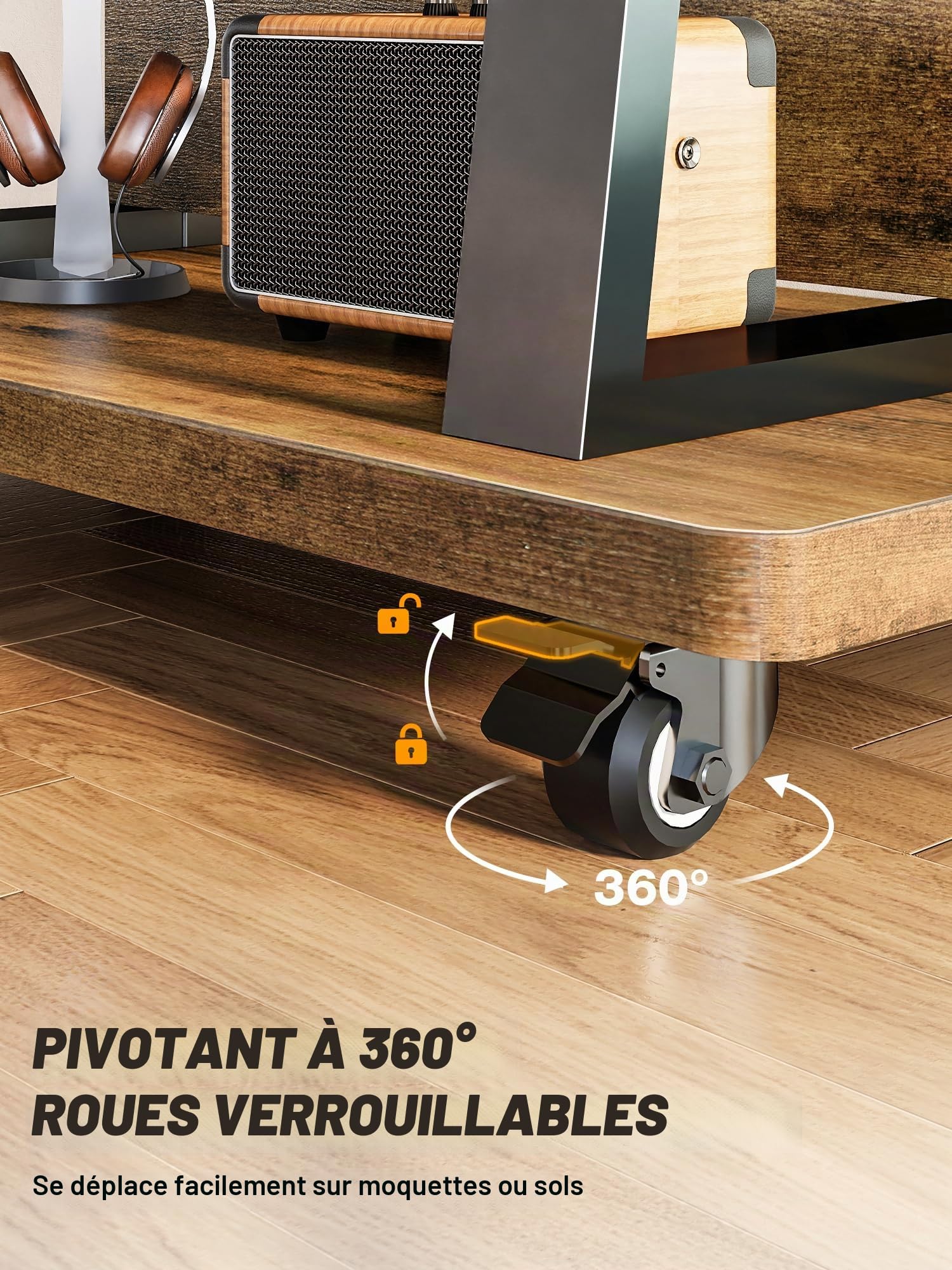 Support de télévision Roulant avec roulettes pour écrans de 32 à 75 Pouces, Support TV Roulette et Grand Espace de Stockage – Support TV sur Pied réglable en Hauteur, avec Une capacité Max de 68 kg
