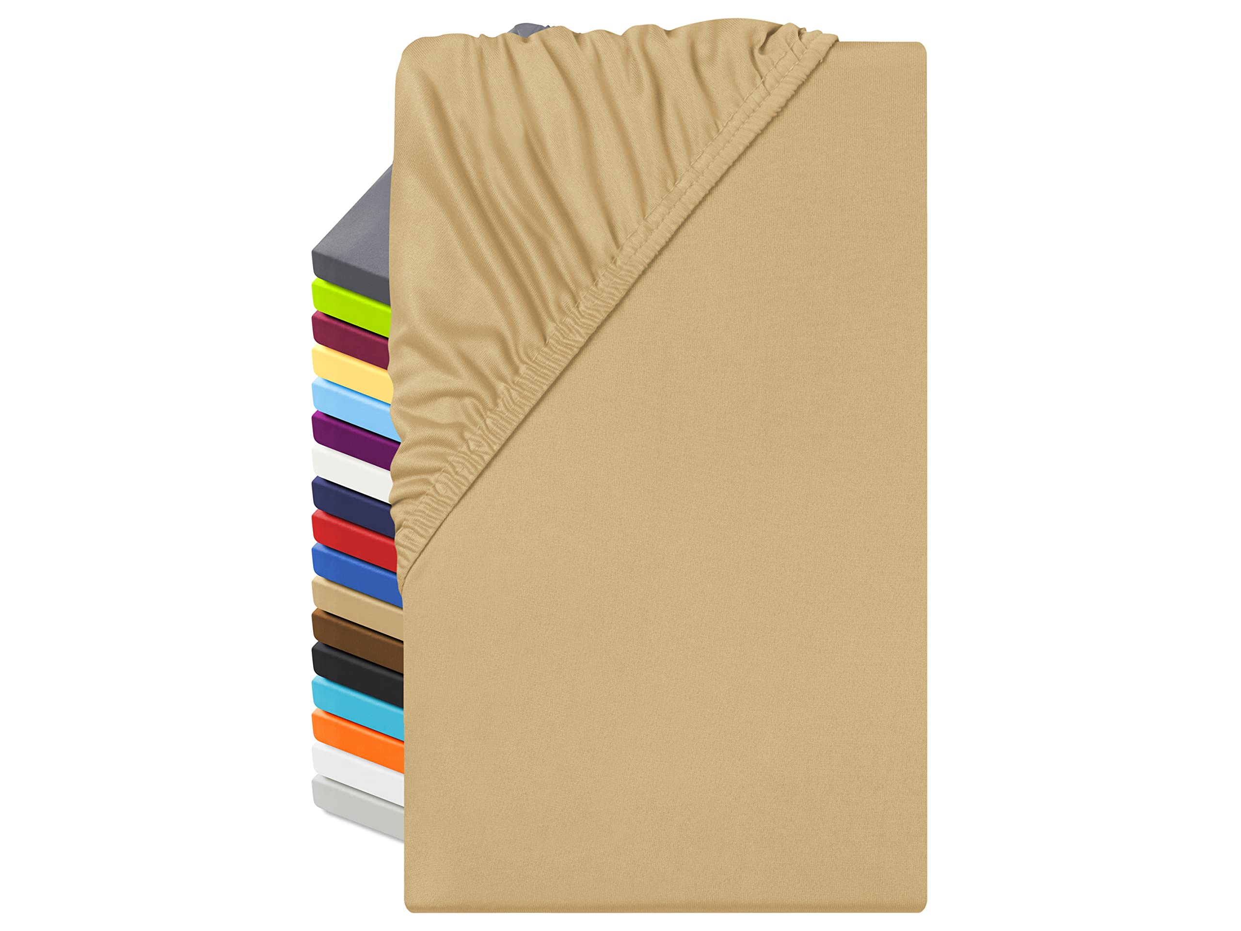 npluseins Microfibre Fitted Sheet - Breathable and Suitable for Allergy Sufferers 1519.2192, 200 x 220 cm, sand โ image 1
