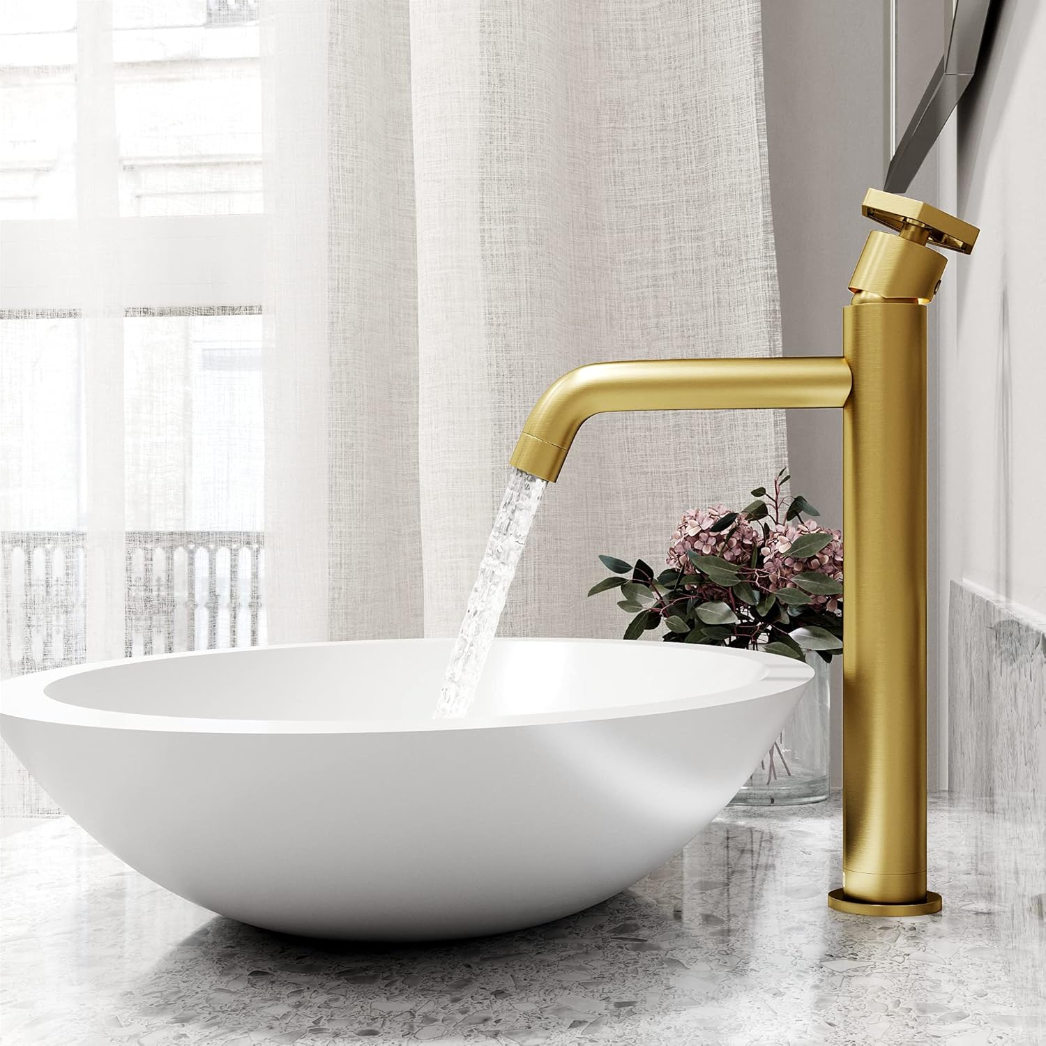 VIGO Ruxton Single Handle Single-Hole Bathroom Vessel Faucet in Matte Brushed Gold VG03033MG