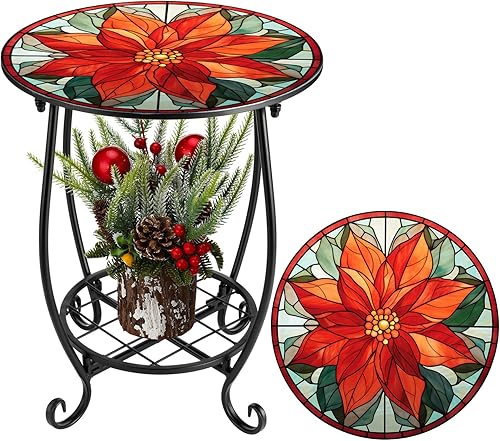 Miniatura 37 de Mesa auxiliar redonda para exteriores, mosaico pequeño, decoración de patio, planta interior, mesa de té para patio, porche, jardín, sala de estar,