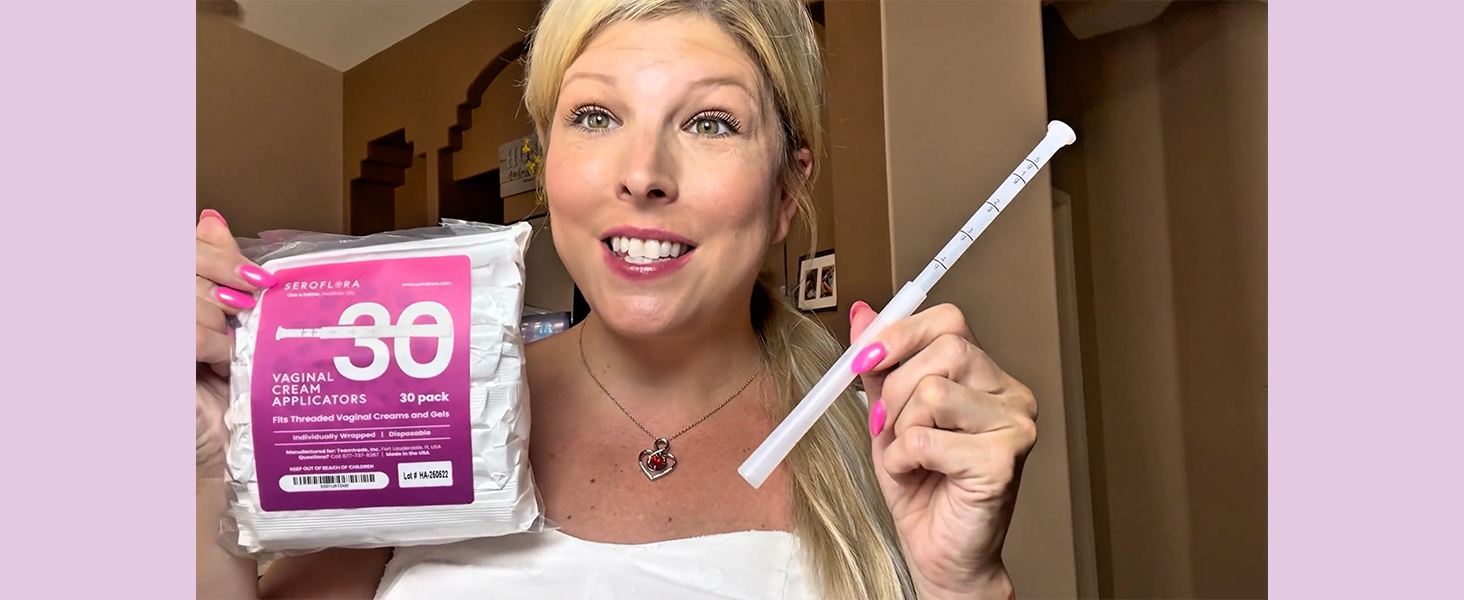 Seroflora Disposable Vaginal Cream Applicators - Fits Premarin, Estrace, Preseed, and Most OTC Gels, Lubricants, and Creams - Threaded End, Comfort Tip, and Dosage Markings (15 Pack) Made in USA.