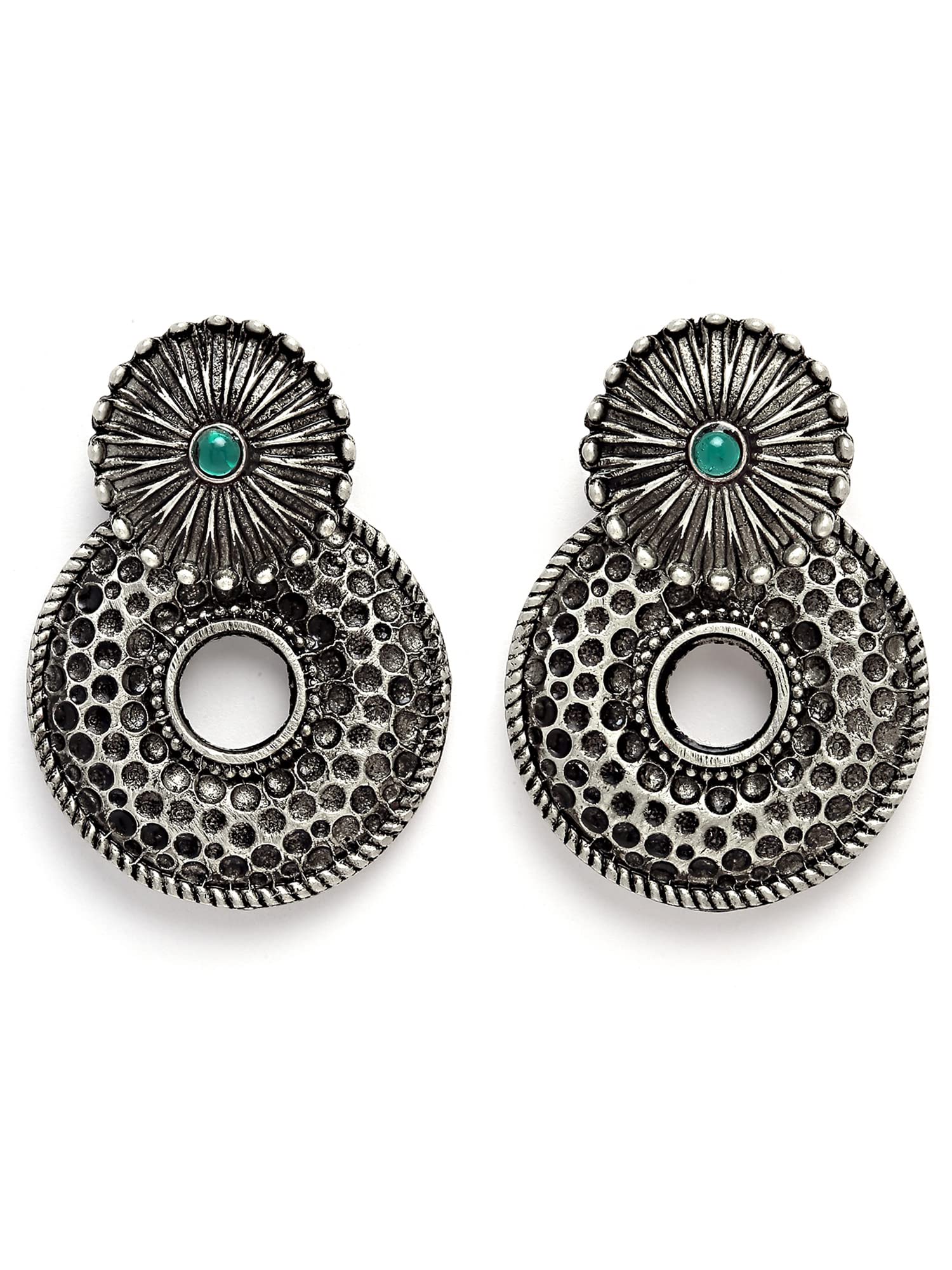 Karatcart Oxidised Silver Textured Dangler Earrings for Women (B0BT1V11WB) Amazon Price History, Amazon Price Tracker