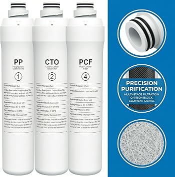 ROPOT 1 Year Replacement Filters Compatible with Bluevua RO100ROPOT RO100ROPOT-UV RO System (1 PP, 1 CTO, 1 PCF)